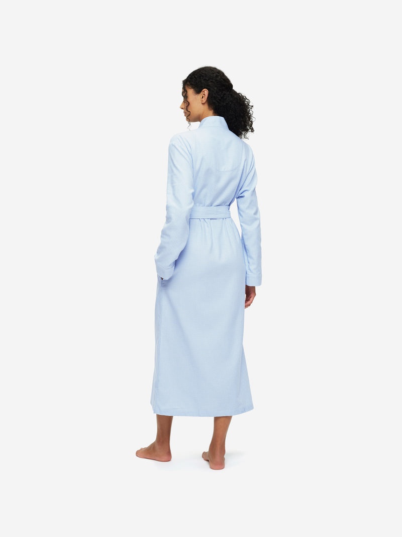Women's Long Dressing Gown Kelburn 23 Brushed Cotton Blue - 4