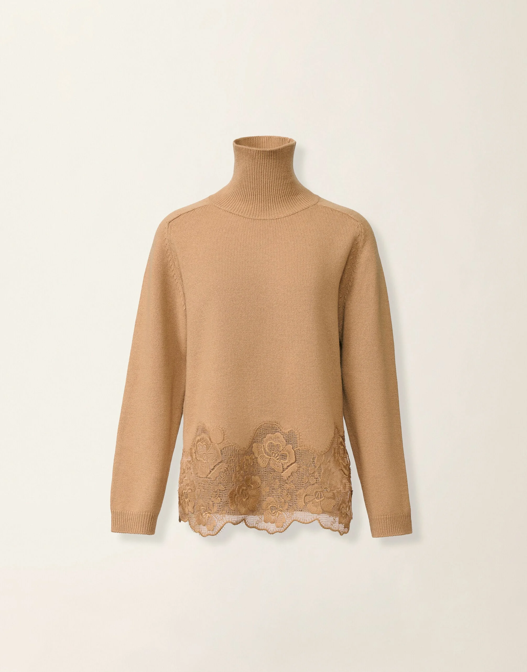 Platinum sweater with lace hem - 1