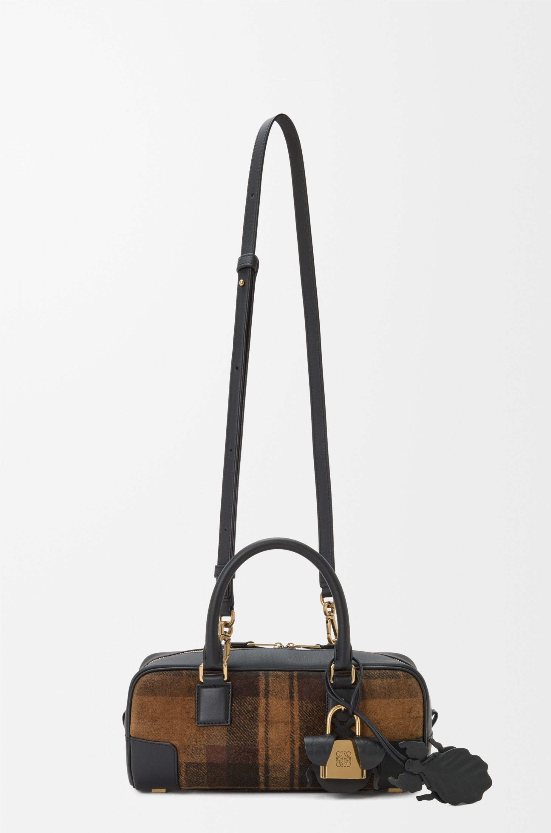 Amazona 23 cropped bag in tartan suede and nappa calfskin - 5