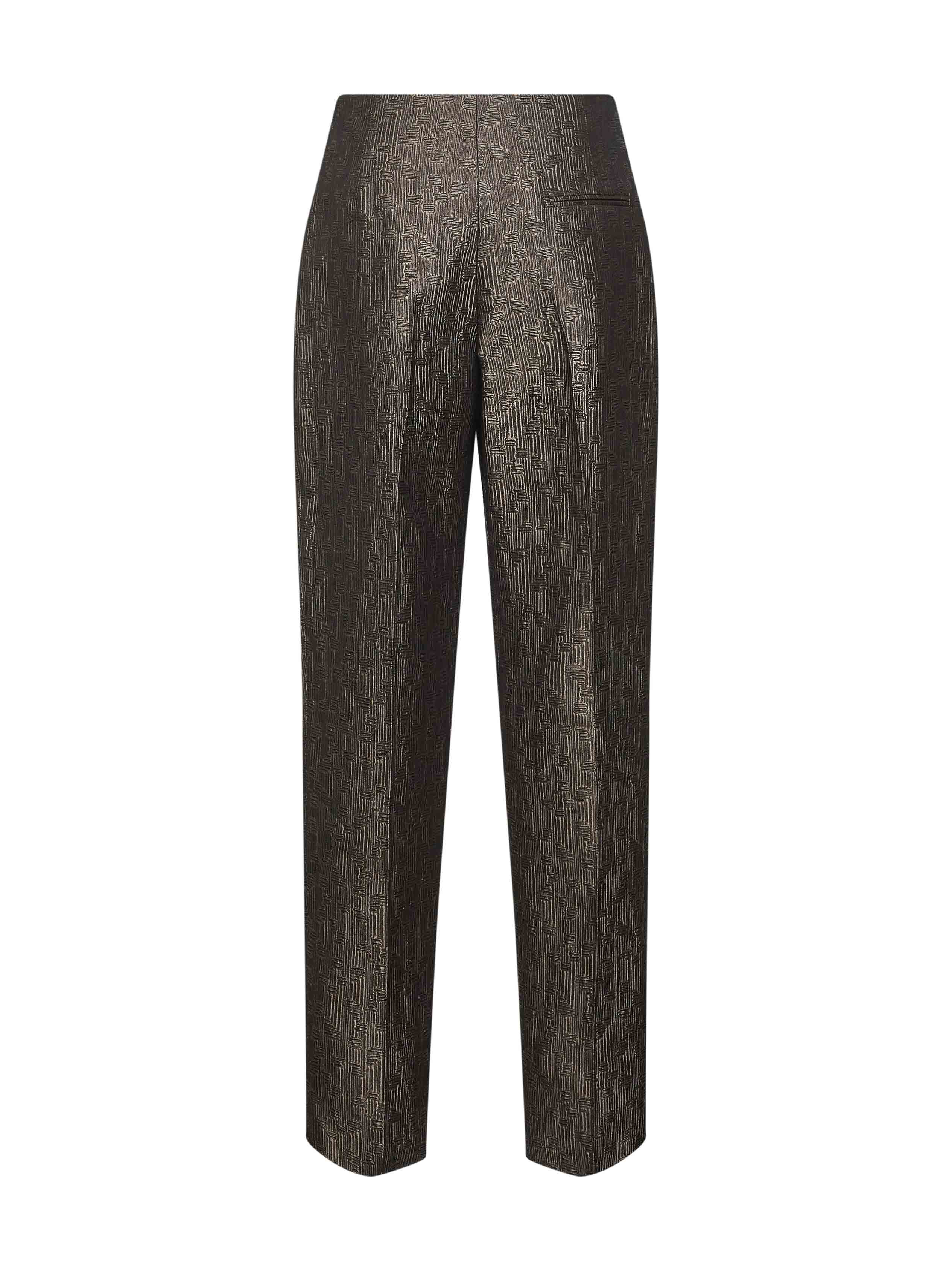 Brown jacquard silk and wool trousers - 2
