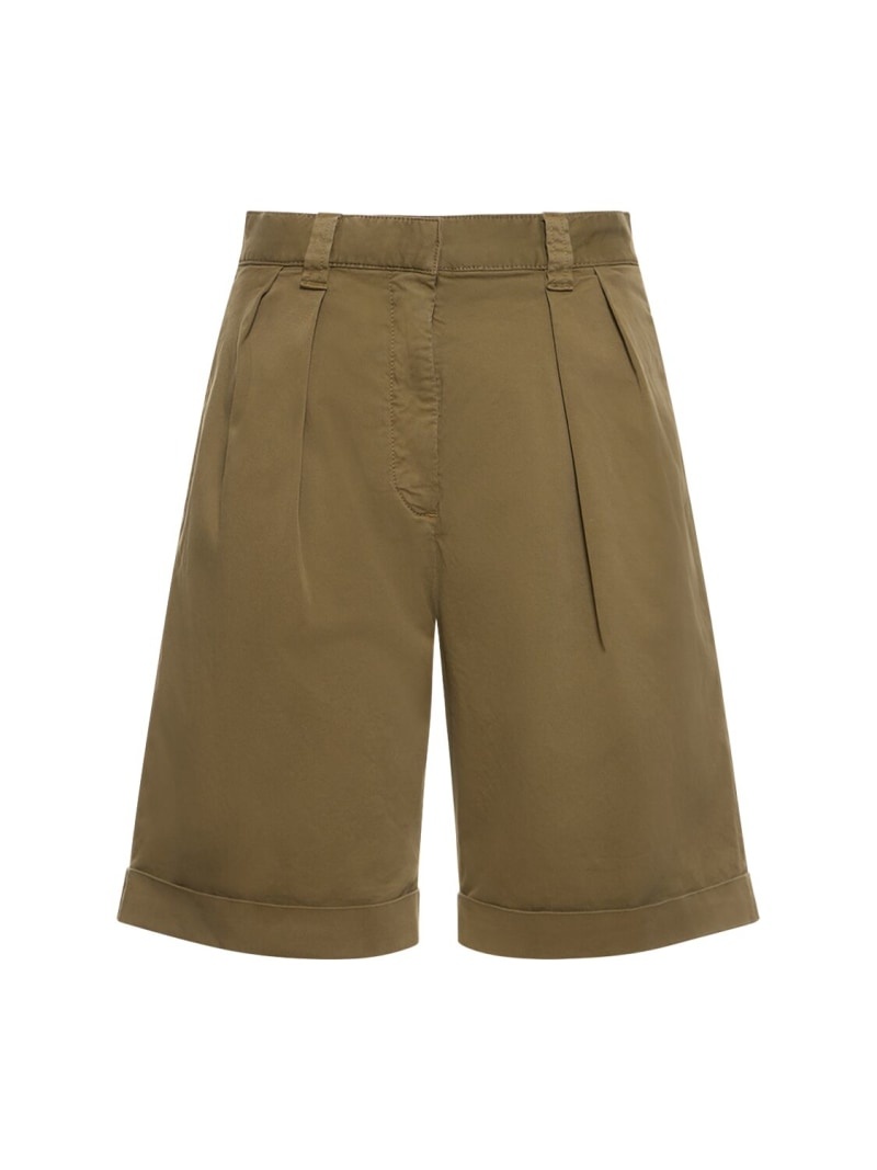 Pleated cotton twill shorts - 1