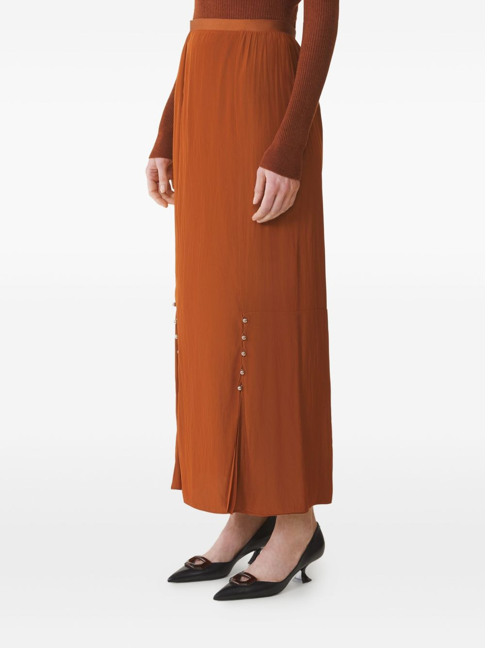 pleated button-detail skirt - 3