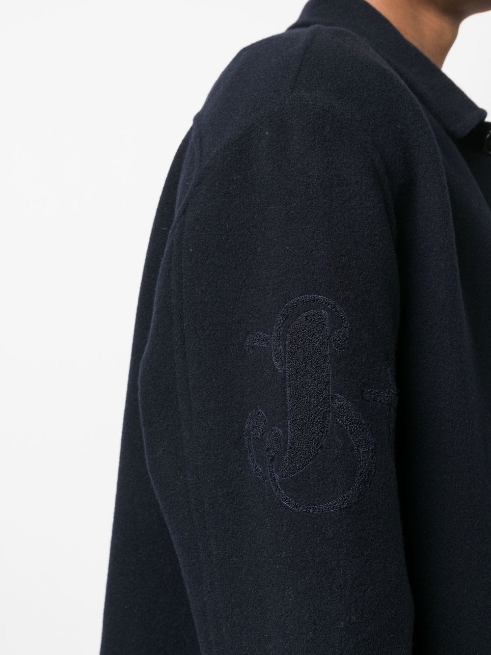 logo-embroidered shirt jacket - 5