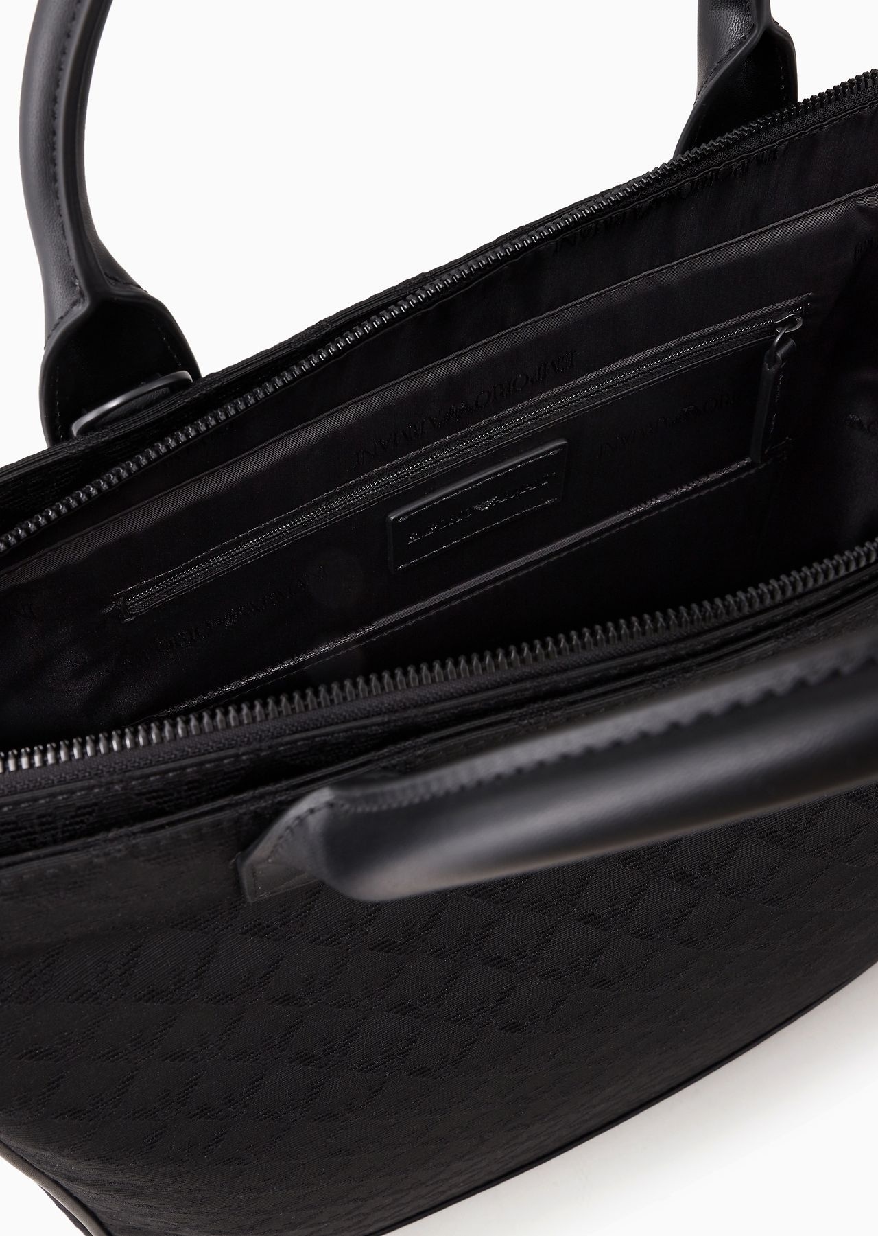 Nylon tote bag with all-over jacquard eagle - 4