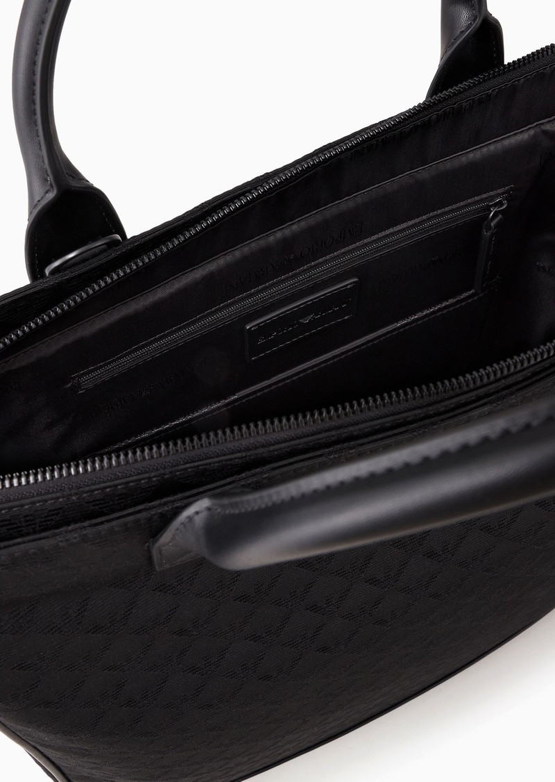 Nylon tote bag with all-over jacquard eagle 4