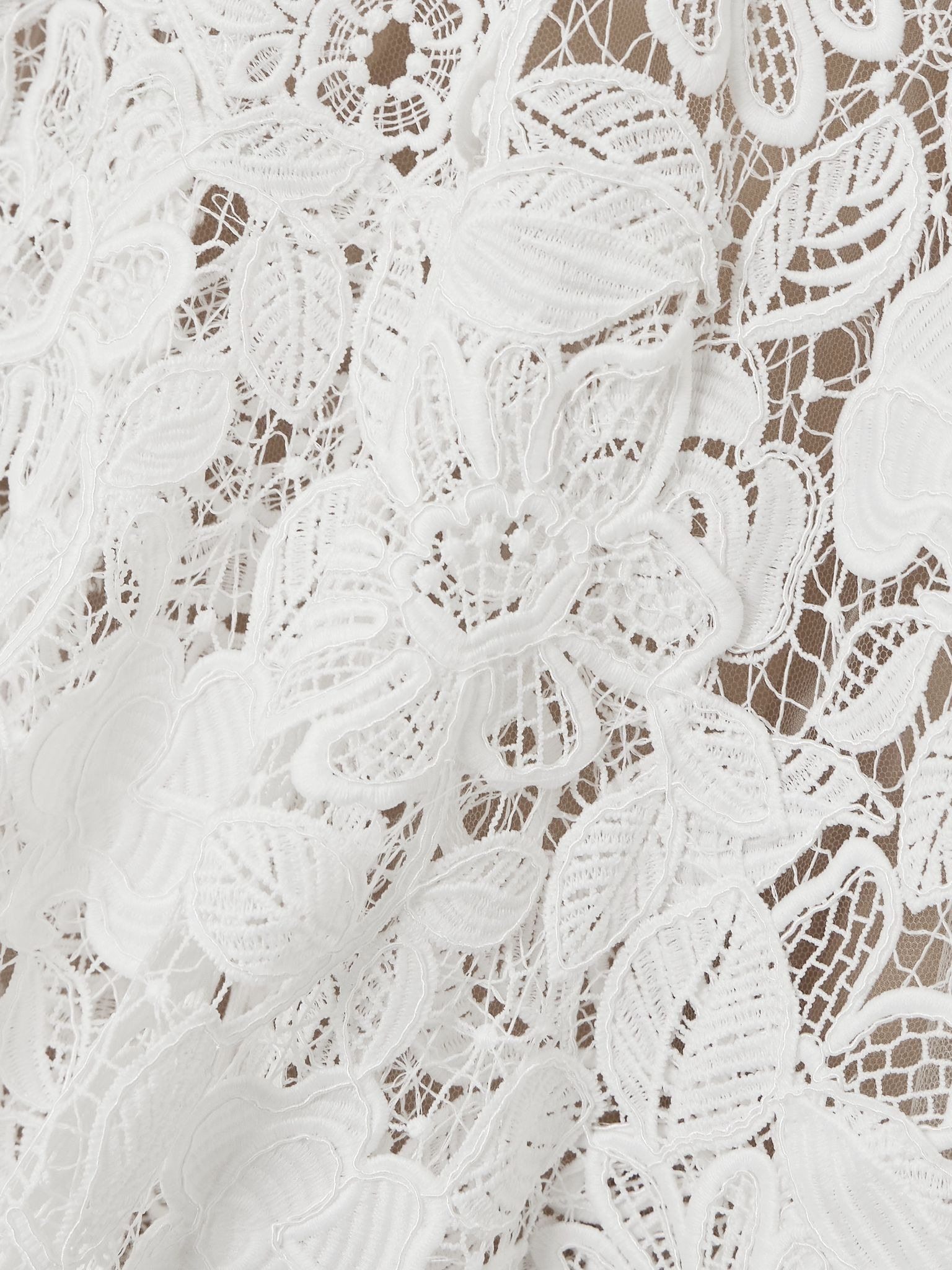 Alessa cutout corded lace and tulle turtleneck gown Off-white - 4