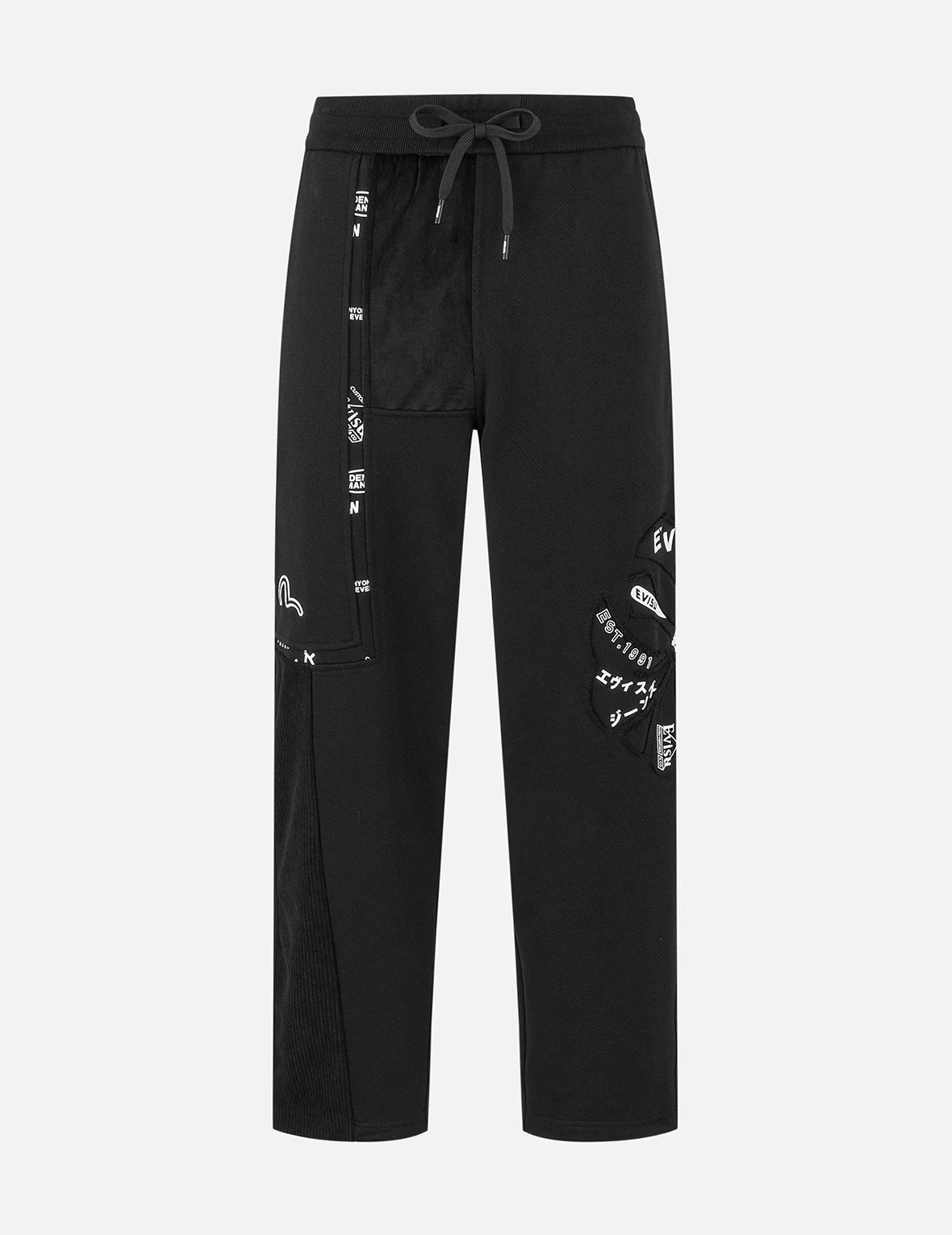 Kamon Appliqué Patchwork Loose Fit Sweatpants - 1