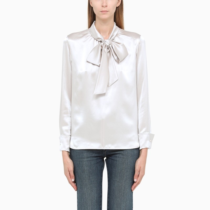 White silk satin shirt - 1