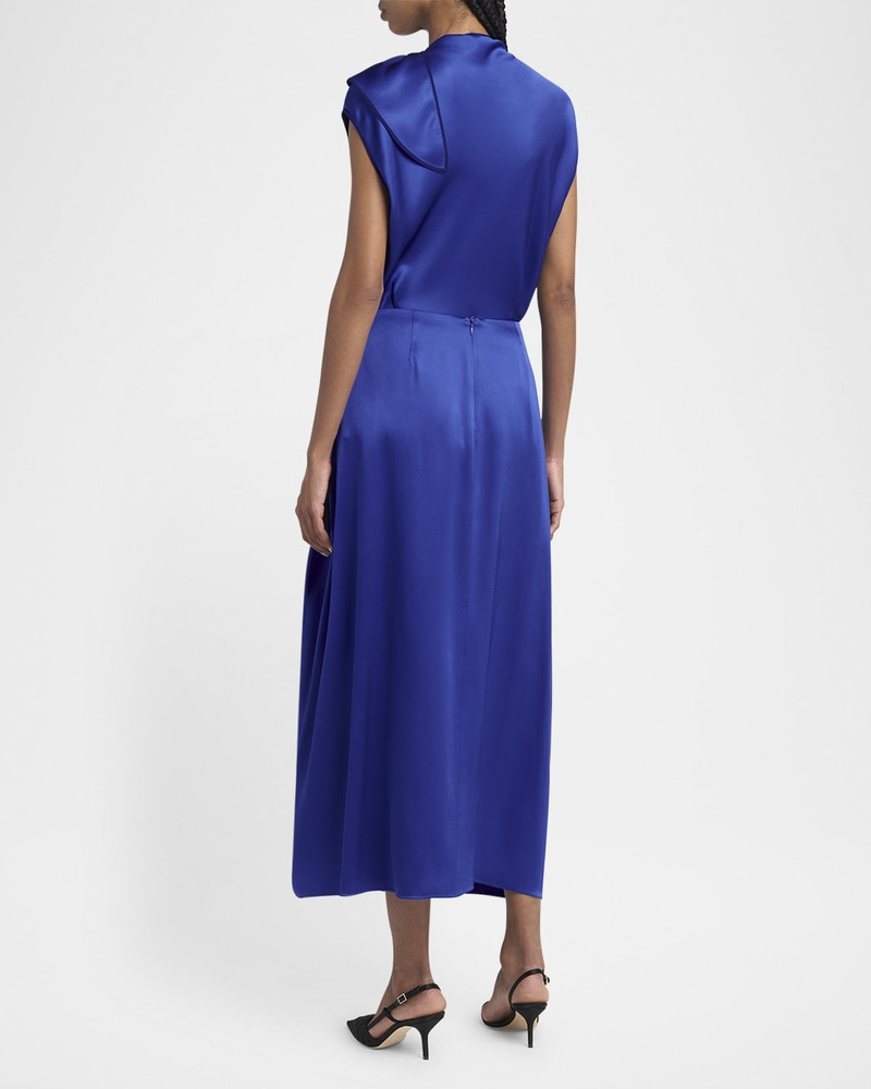 GIORGIO ARMANI Double Silk Satin Pleated Midi Skirt outlook
