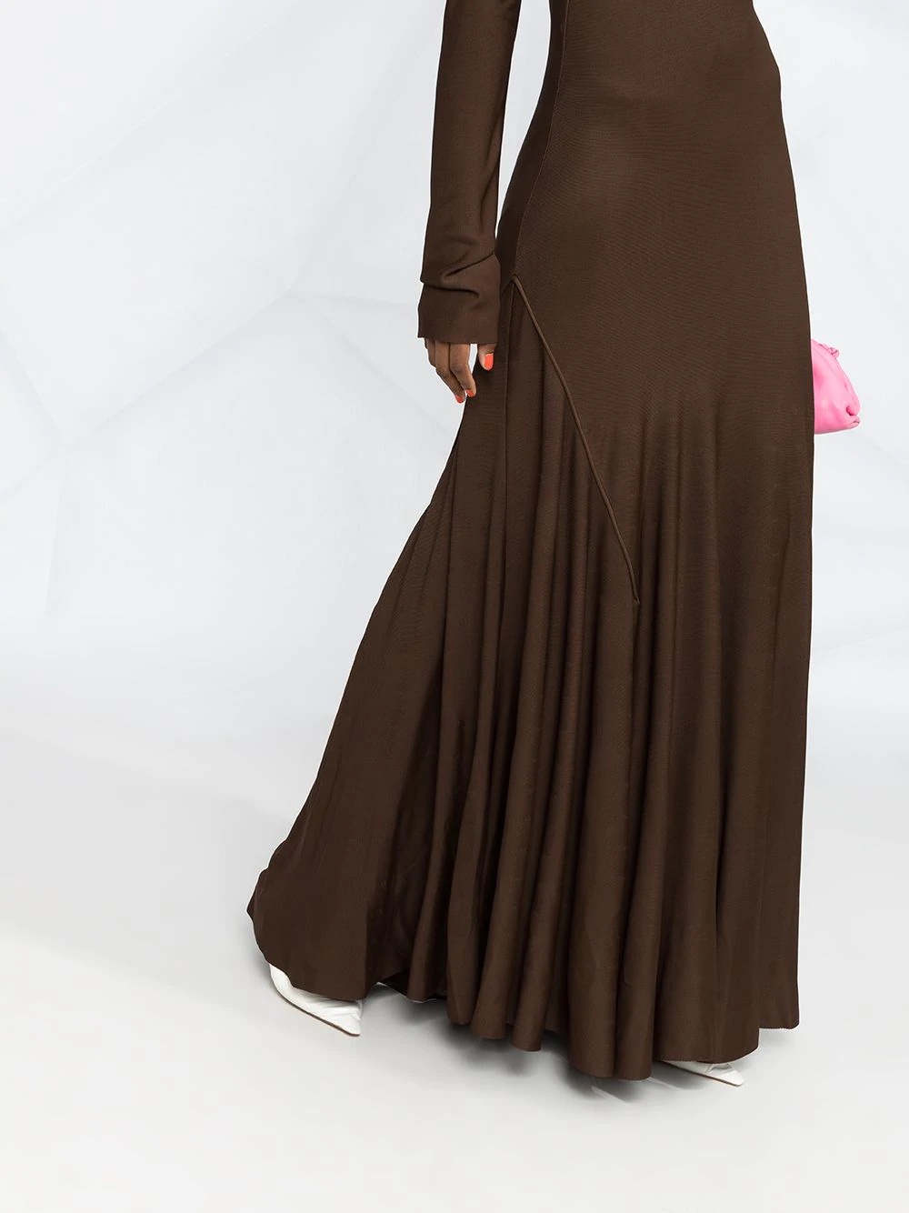 high-neck long-sleeve evening dress - 5