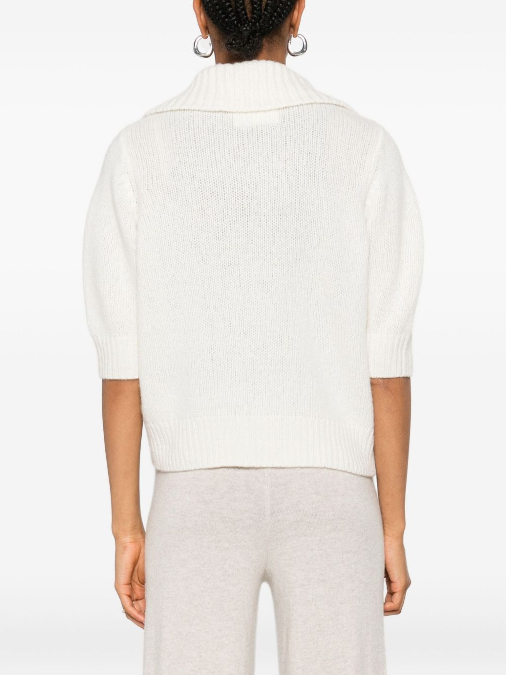 wide-collar V-neck jumper - 4