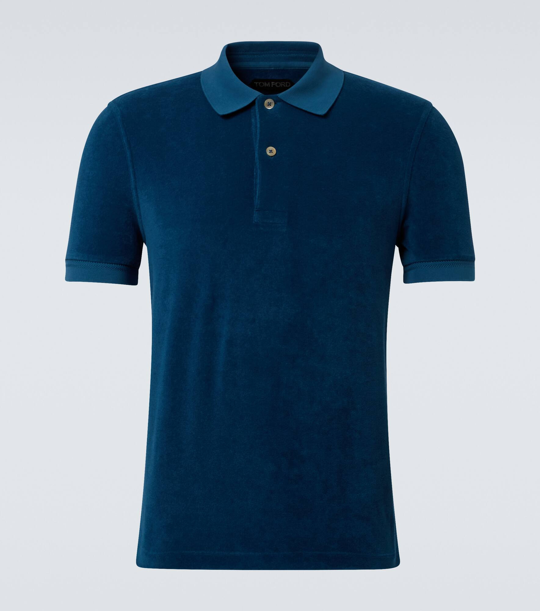 Cotton-blend velvet polo shirt - 1