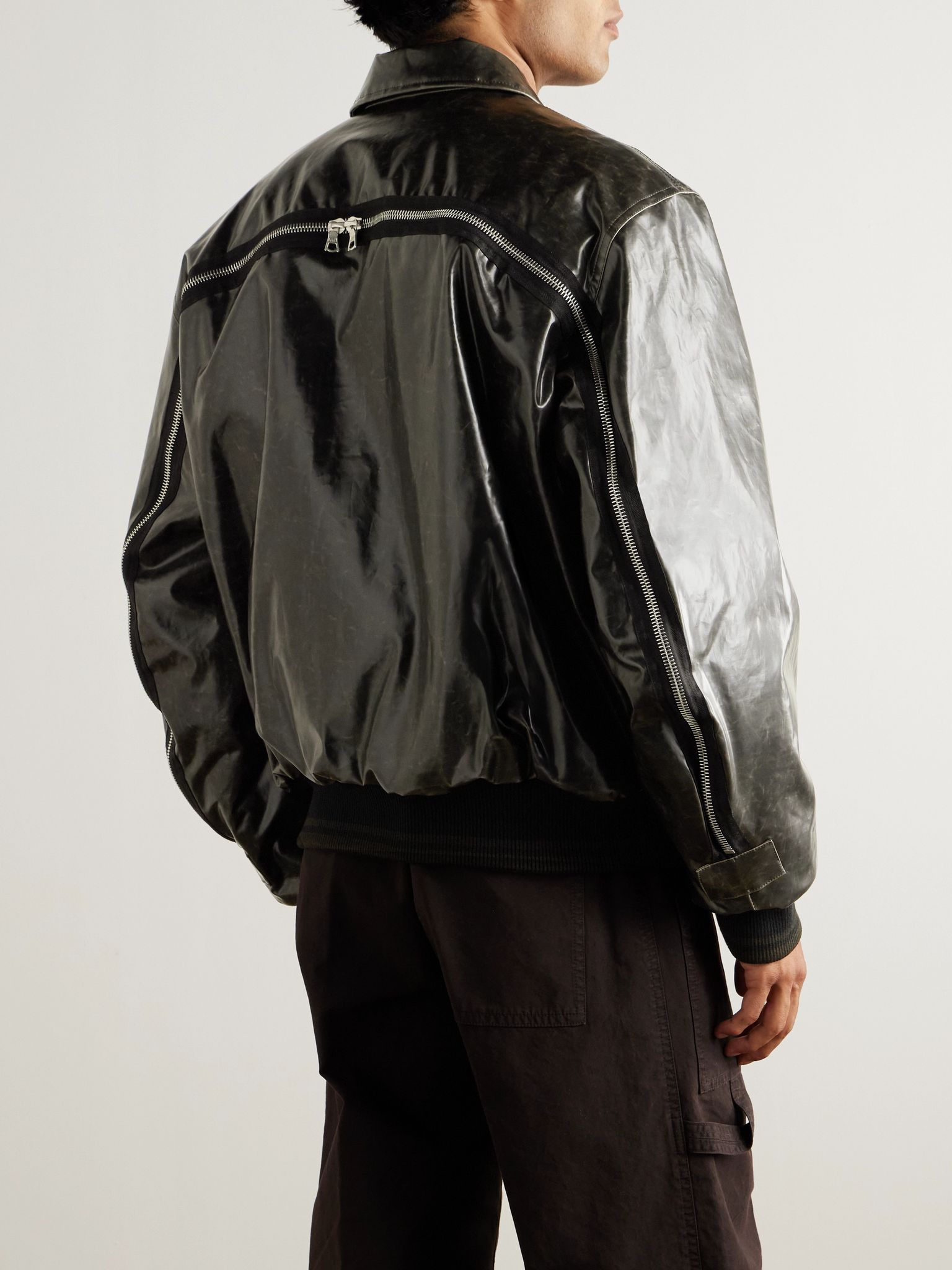 Coated Cotton-Blend Bomber Jacket Black - 3