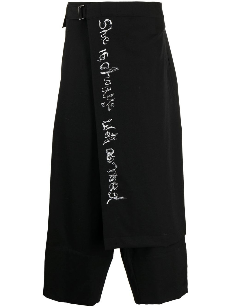 wrap-design wool cropped trousers 1