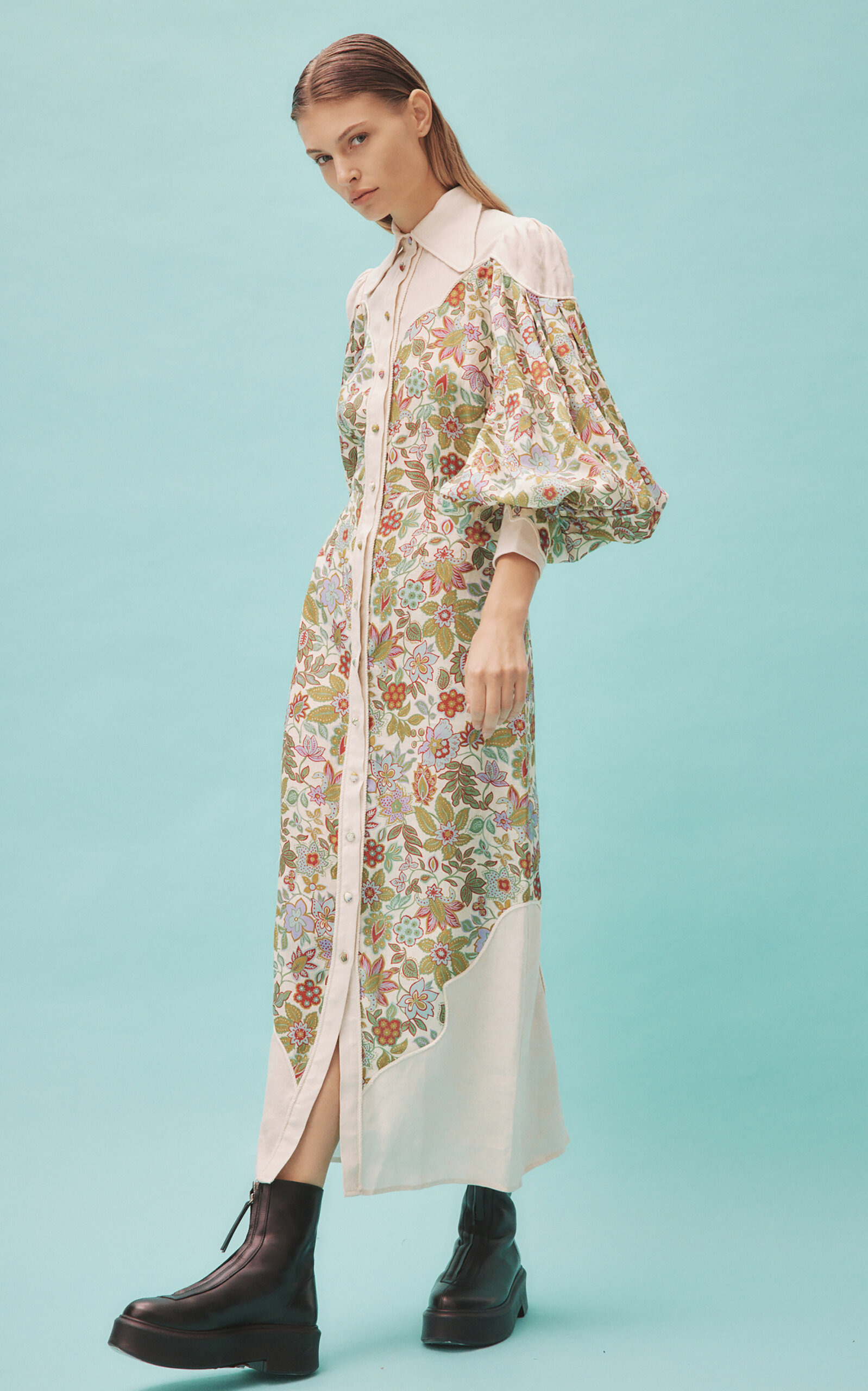 Isabella Linen Panel Midi Dress floral - 3