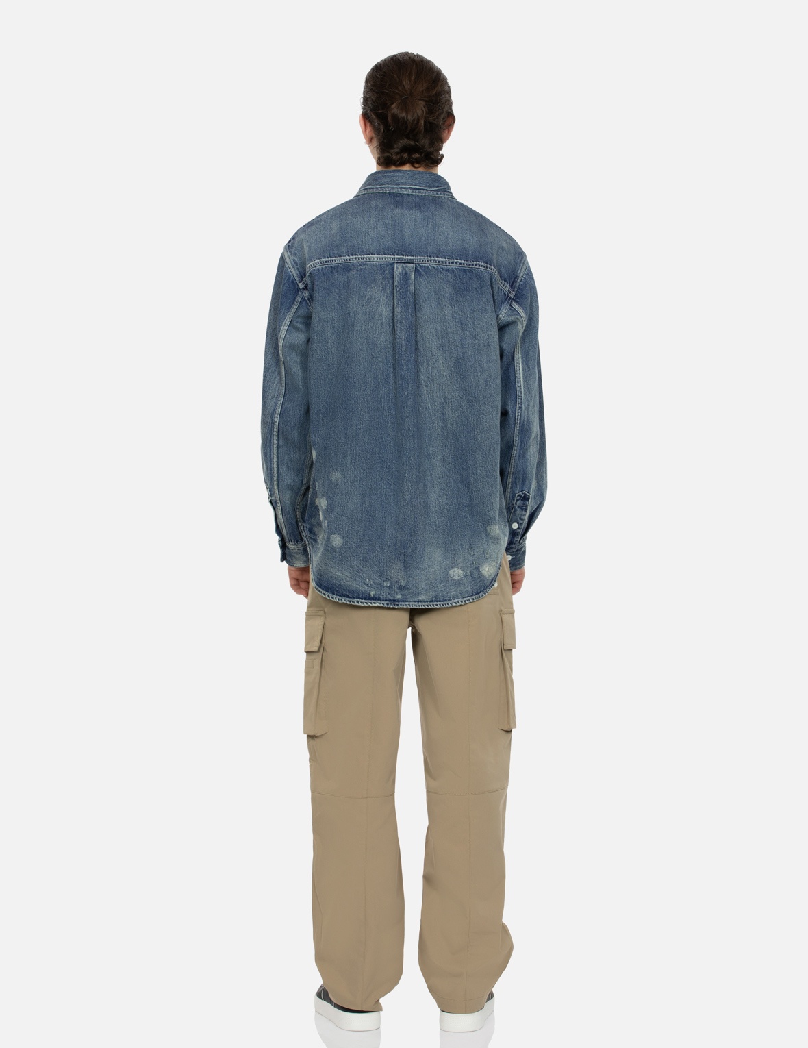 KAMON AND SEAGULL EMBROIDERY LOOSE FIT CARGO PANTS - 4
