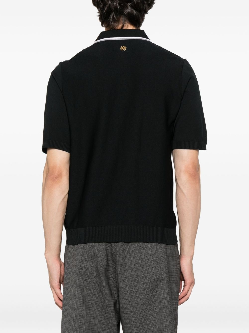 stripe-panel knitted shirt - 3