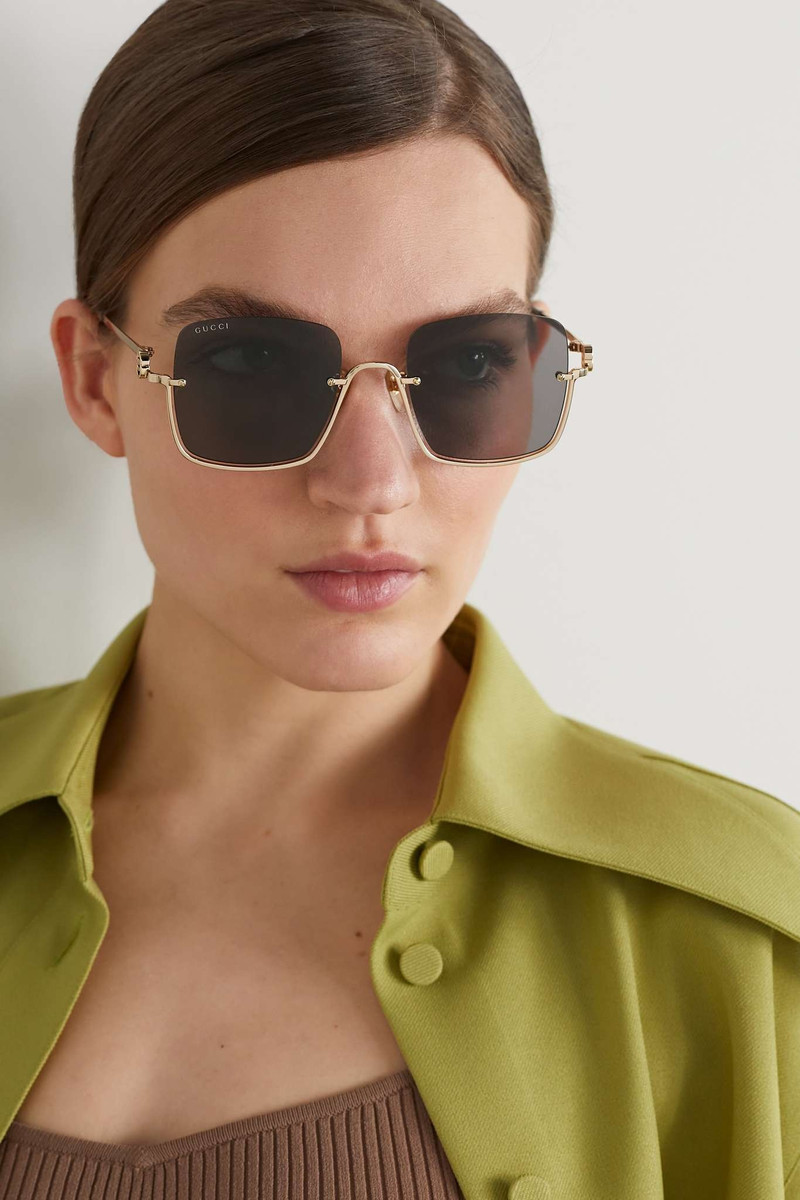 GUCCI Square-frame gold-tone sunglasses outlook