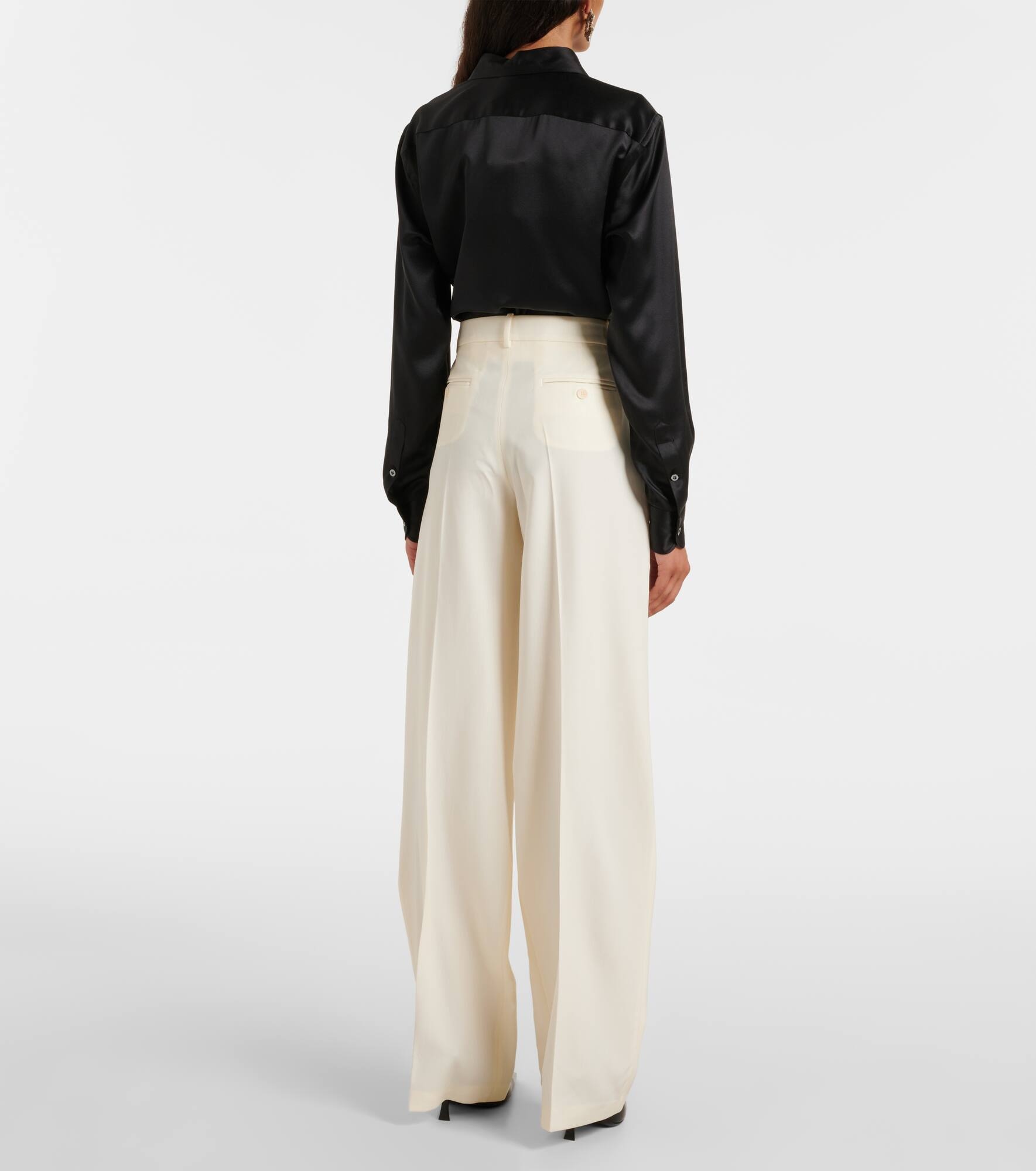 Wool and silk wide-leg pants - 3