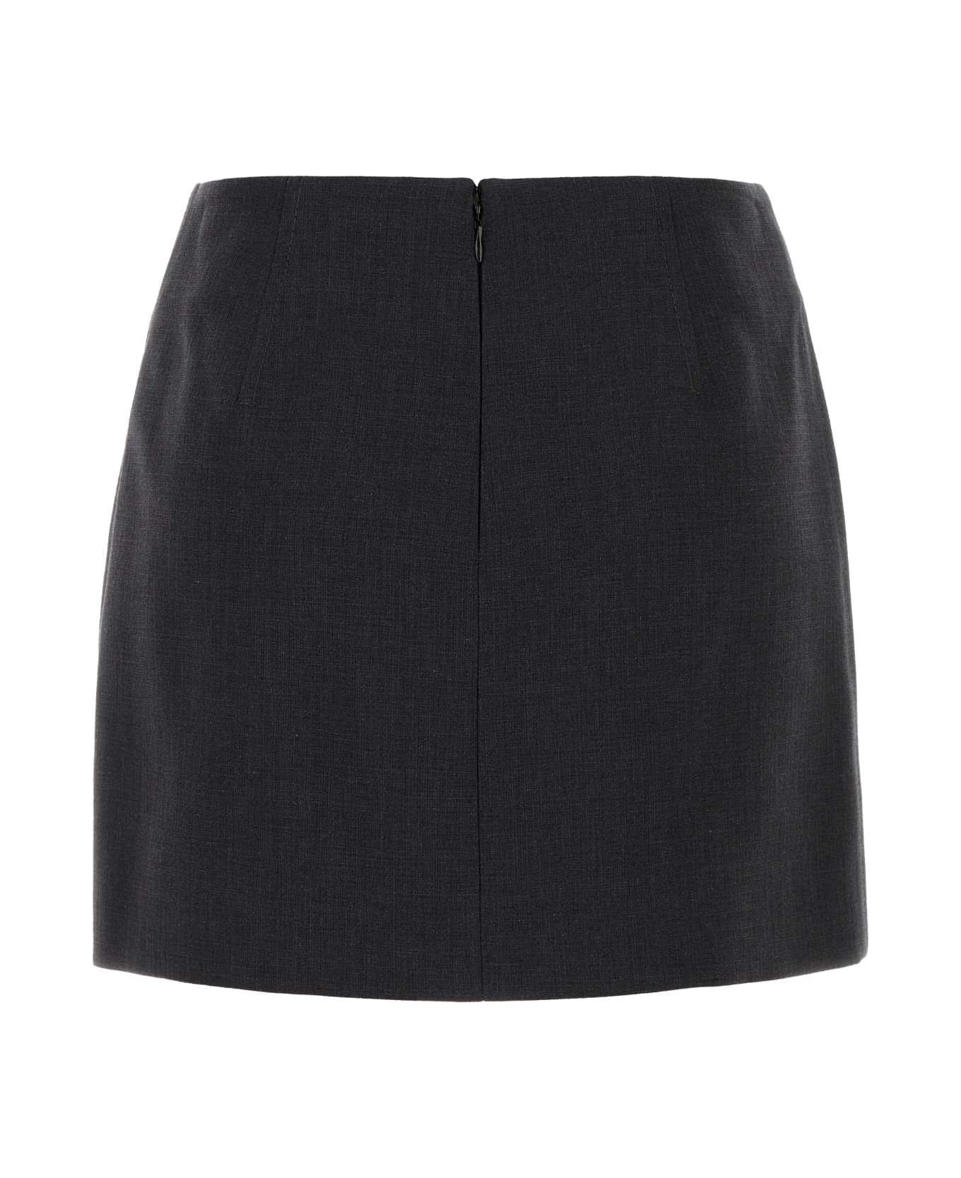 Graphite Cotton Blend Mini Skirt - 2