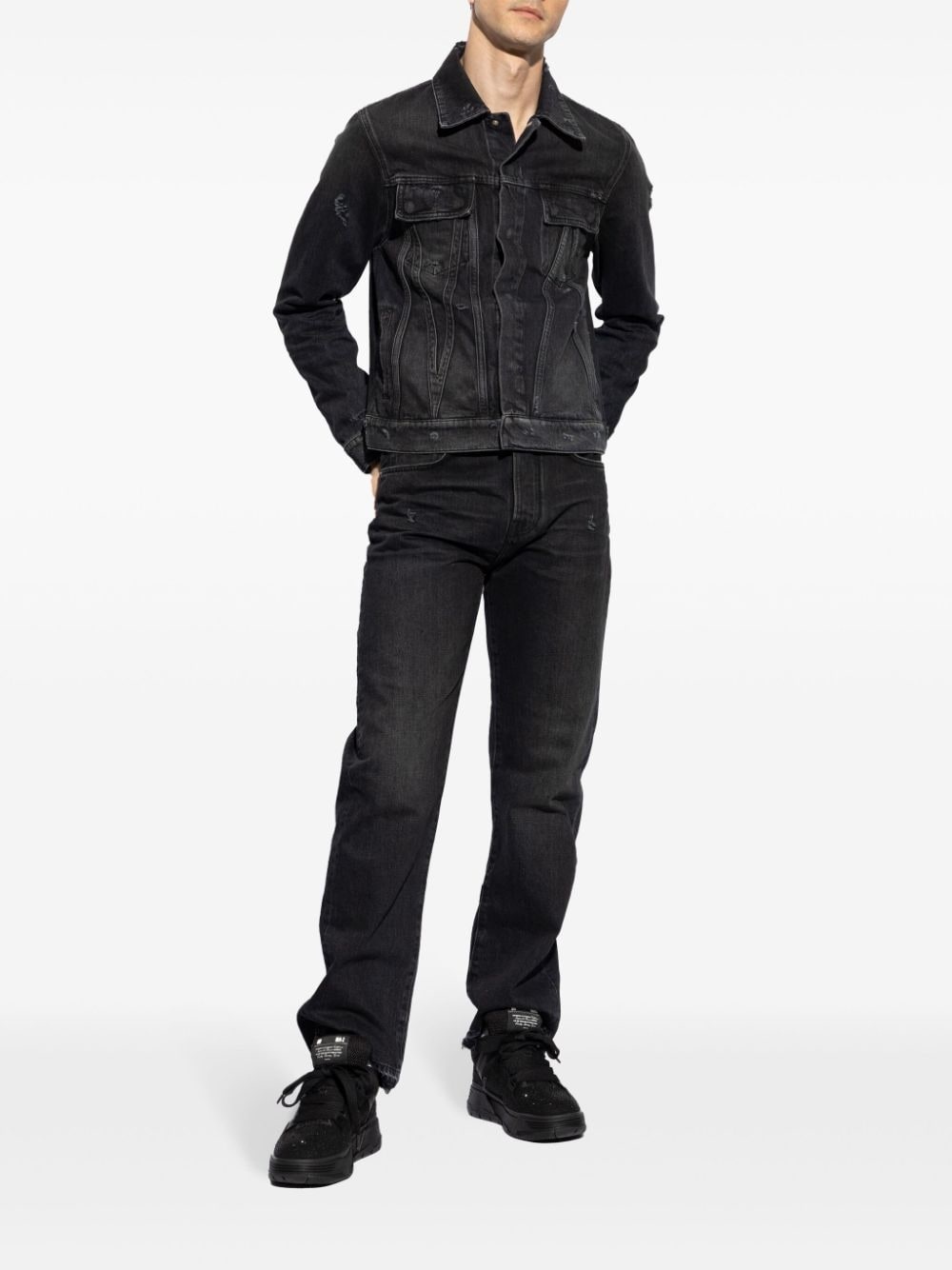 distressed-effect denim jacket - 2