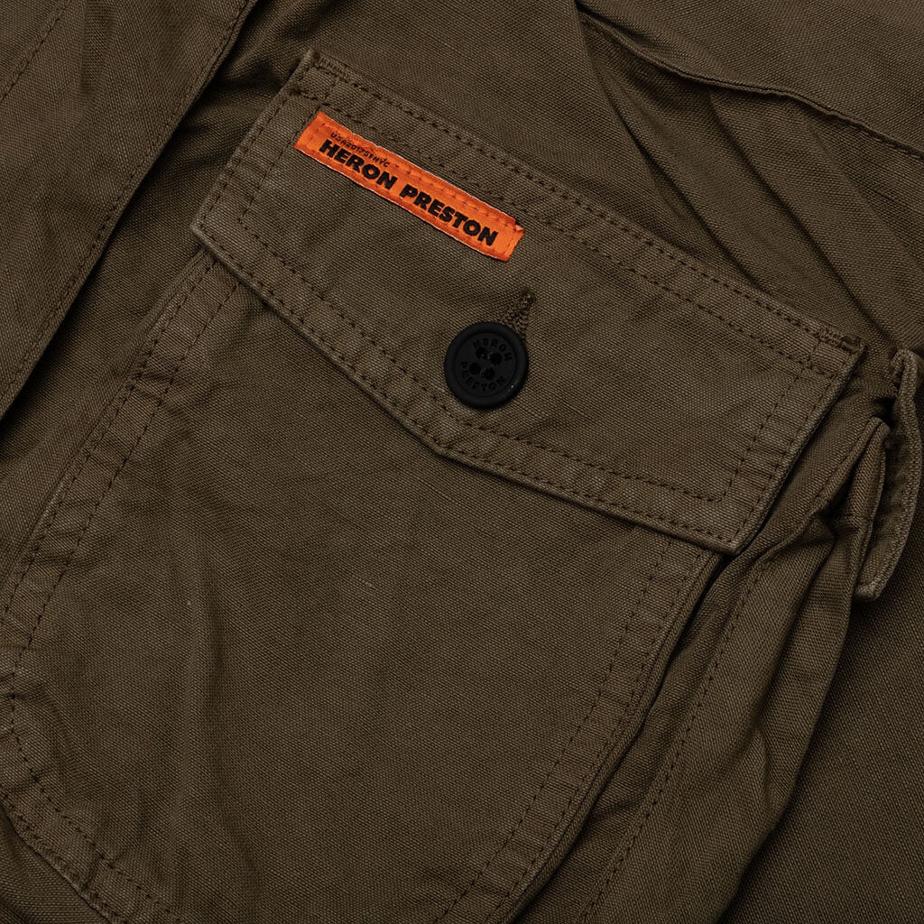 CANVAS CARGO PANTS - DARK OLIVE - 3