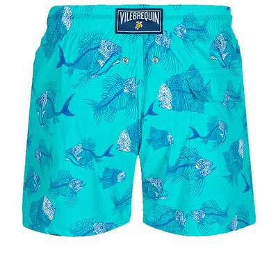 Vilebrequin Men Stretch Short Swim Trunks 2018 Prehistoric Fish outlook