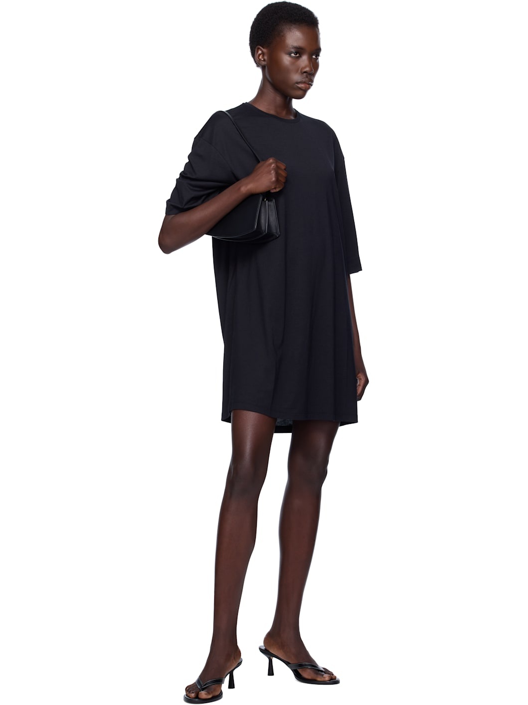 Black Relaxed Tee Minidress - 4