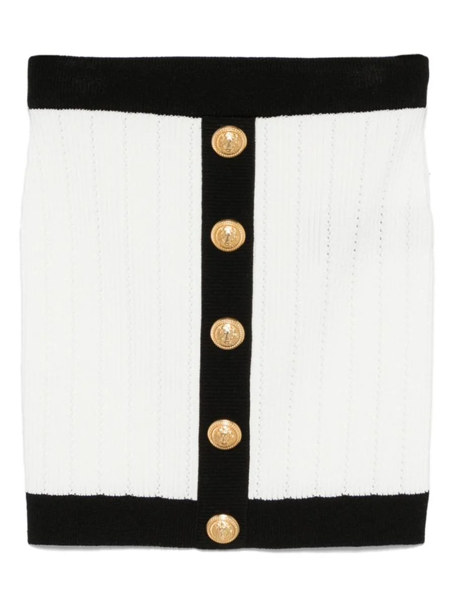 Balmain Knitted Buttoned Mini Skirt - 1