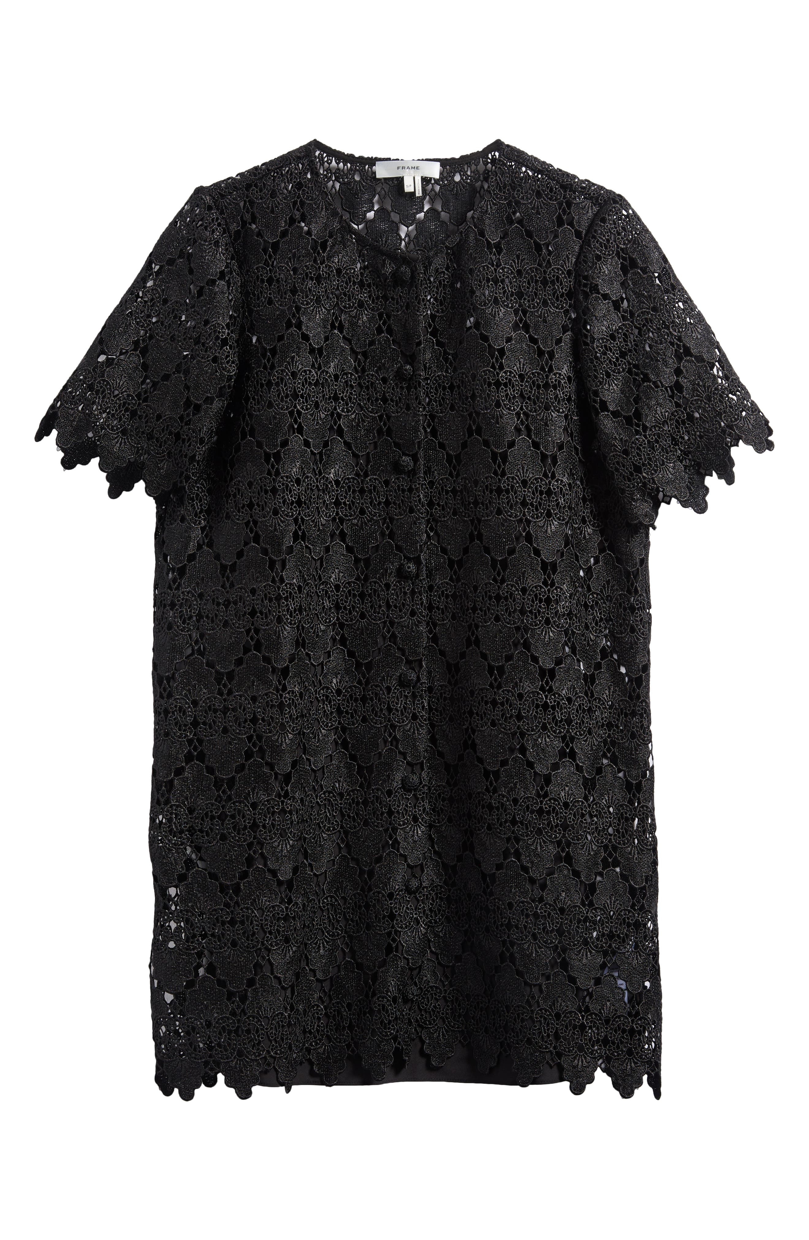 FRAME The Lace Button Front Top in Black at Nordstrom - 5