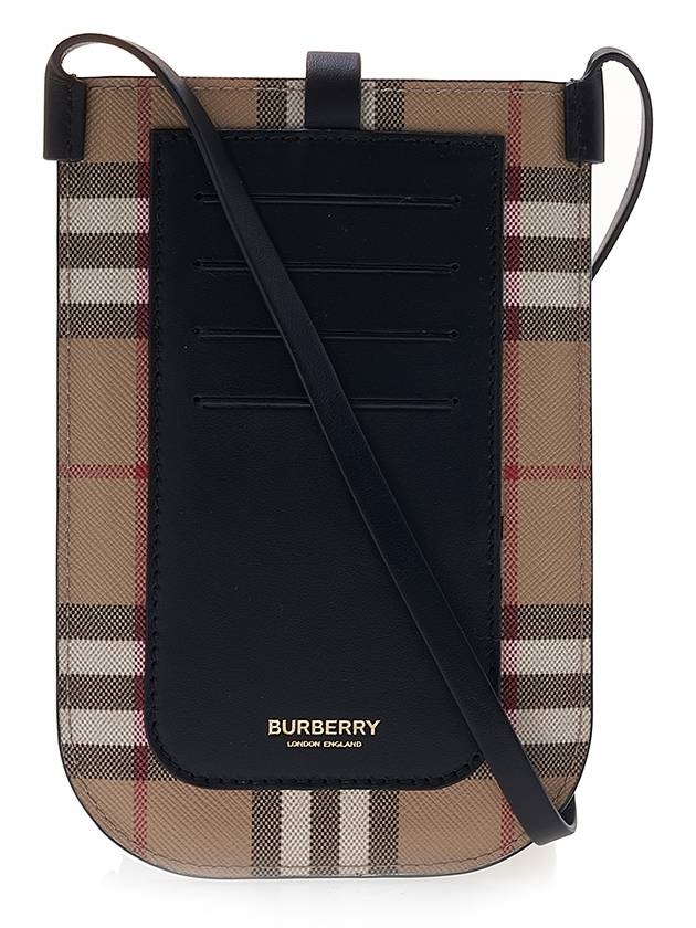 Vintage Check And Strap Phone Case Beige Black - 4