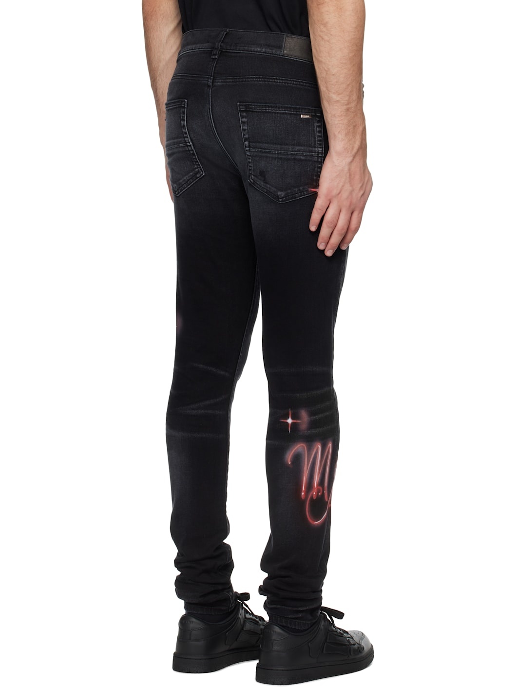 Black 'Amiri' Airbrush Logo Skinny Jeans - 3