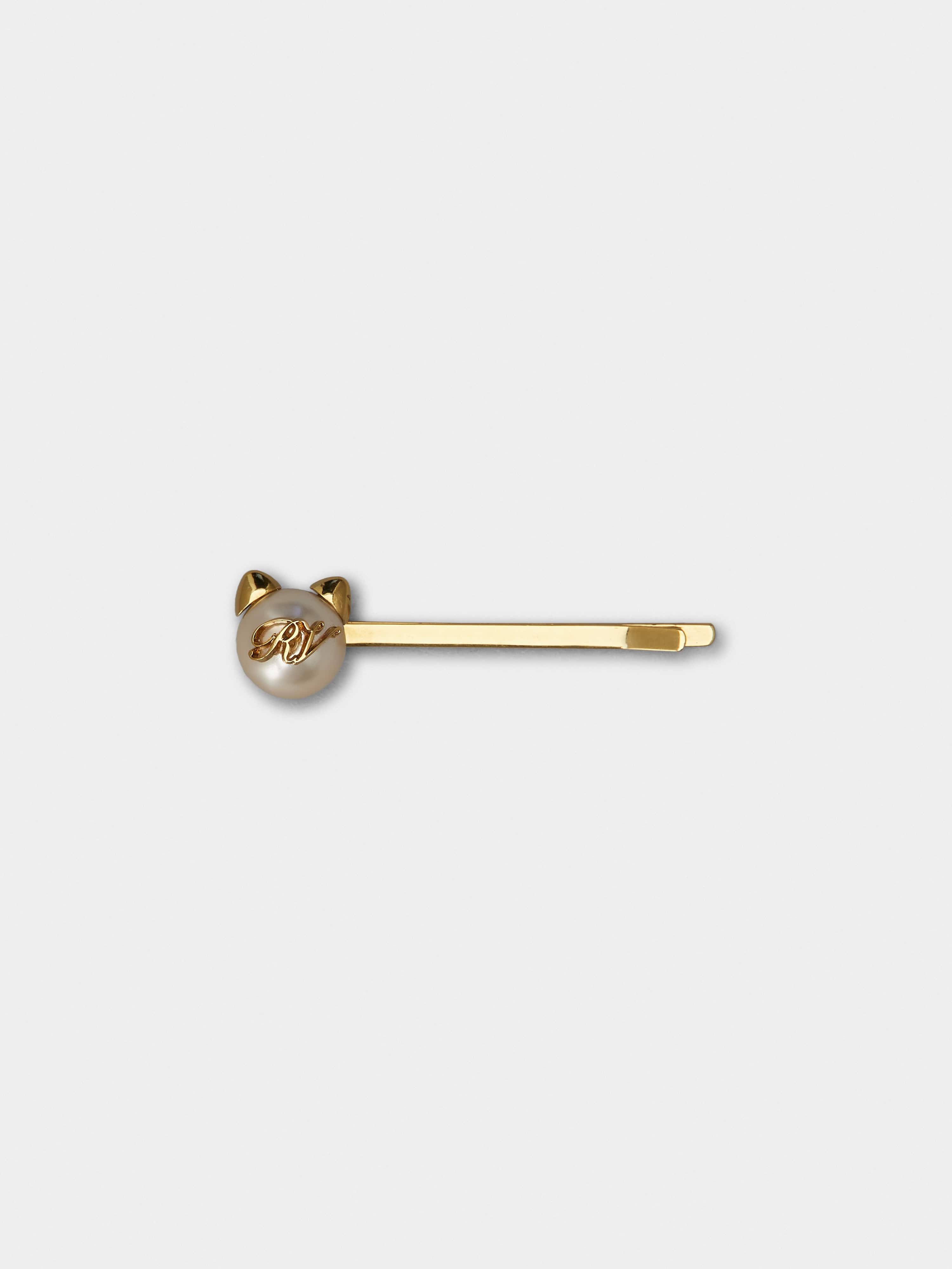 Pearl Cat Hair Clip in Metal - 1