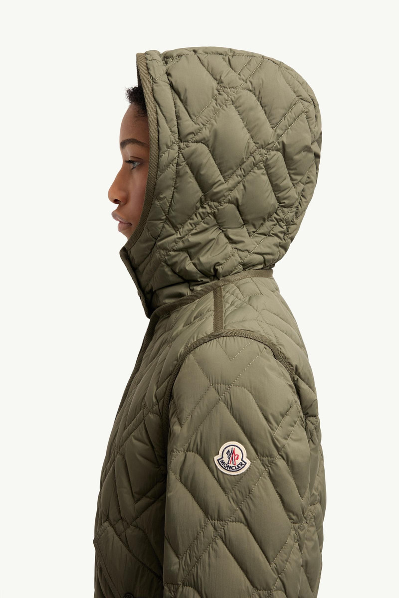 Lilas Geometric Quilted Hooded Short Down Jacket 3