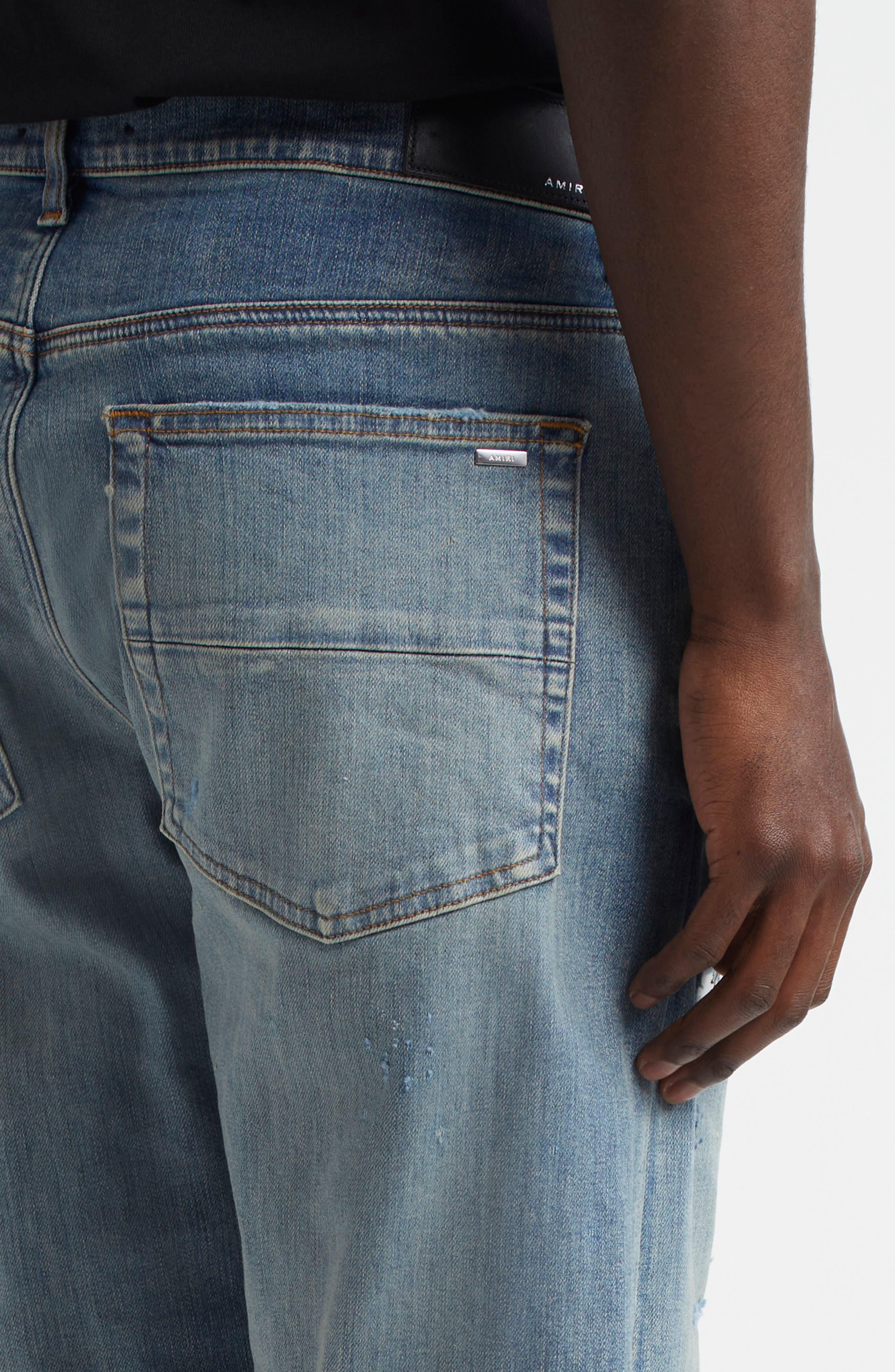 AMIRI Bandana Repaired Slim Fit Jeans in True Indigo at Nordstrom - 5