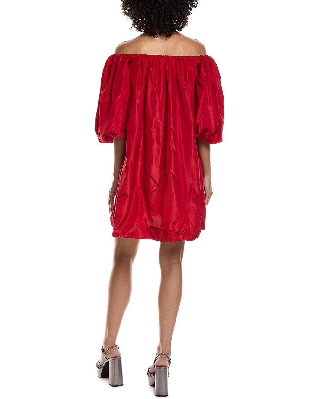 Valentino Oversized Puff Sleeve Silk Dress - 2