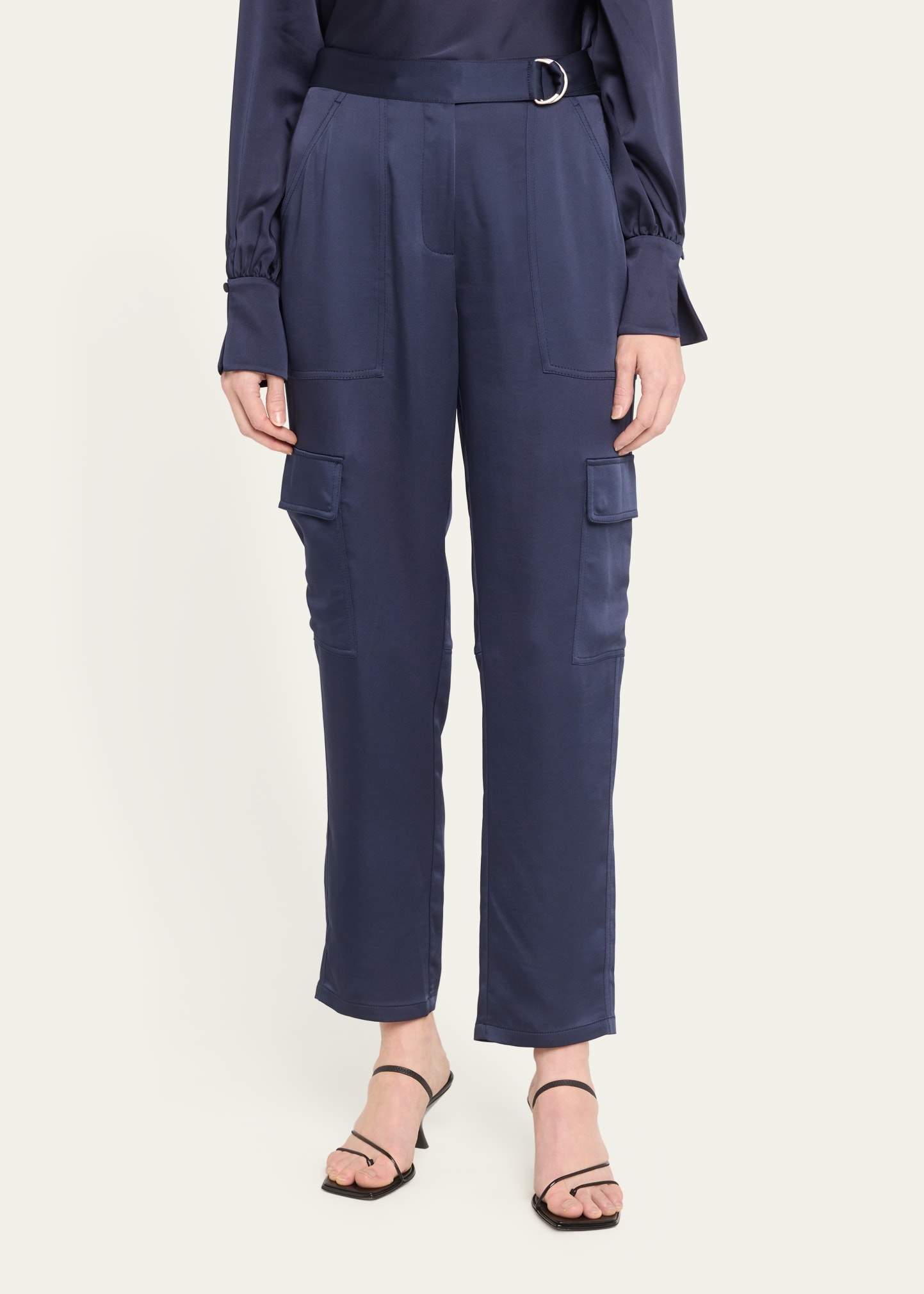 Carolina Satin Straight-Leg Utility Pants - 4