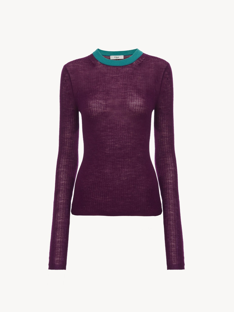 Chloé CREW-NECK FITTED TOP IN WOOL KNIT outlook