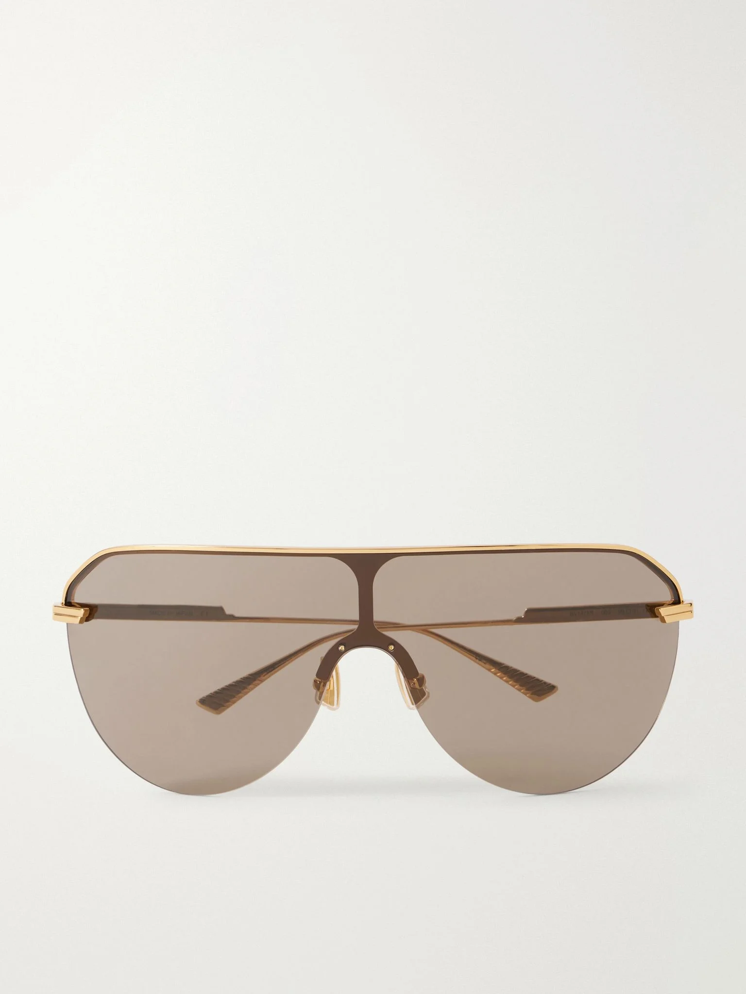 Long Ribbon aviator-style gold-tone sunglasses Brown - 1