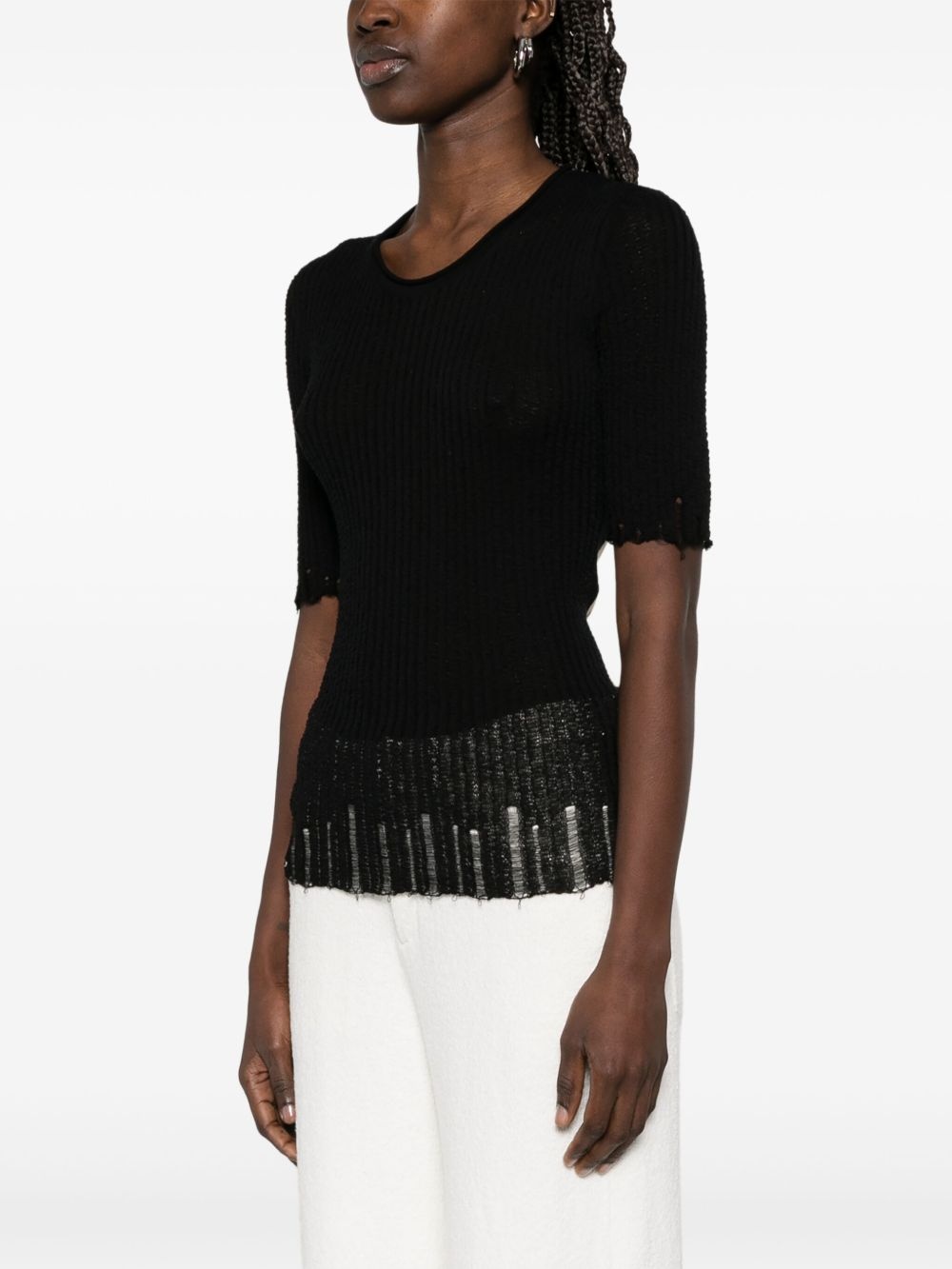 ribbed-knit T-shirt - 3