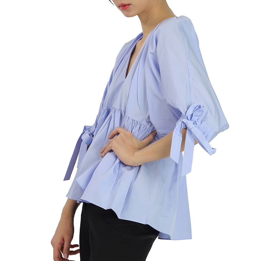 3.1 Phillip Lim Ladies Blue V Neck Cotton Poplin Top - 4