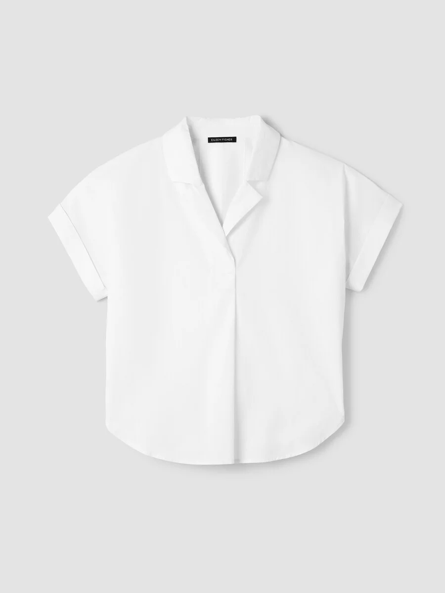 Organic Cotton Poplin Notch Collar Shirt - 1