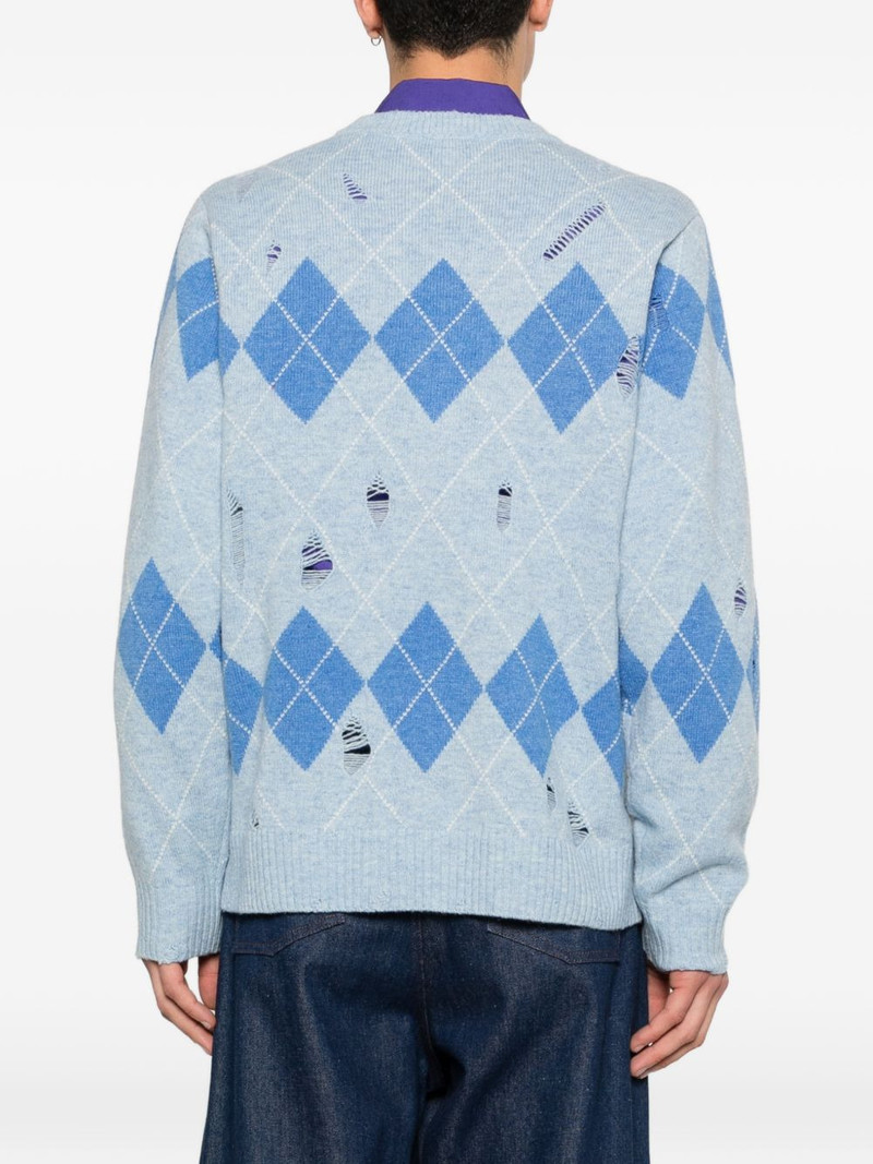 argyle-pattern distressed sweater 4
