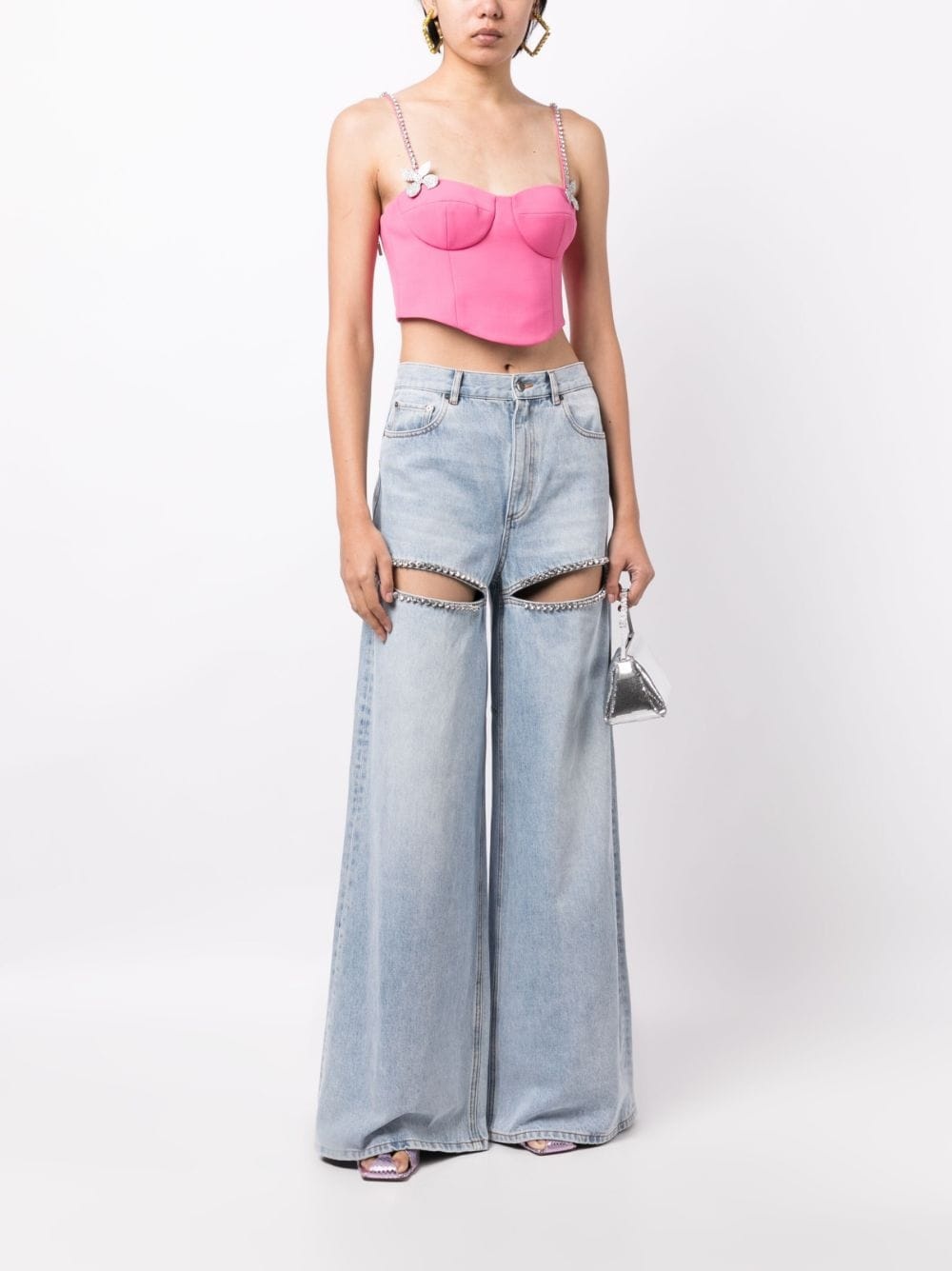 butterfly-appliqué wool bustier top - 2