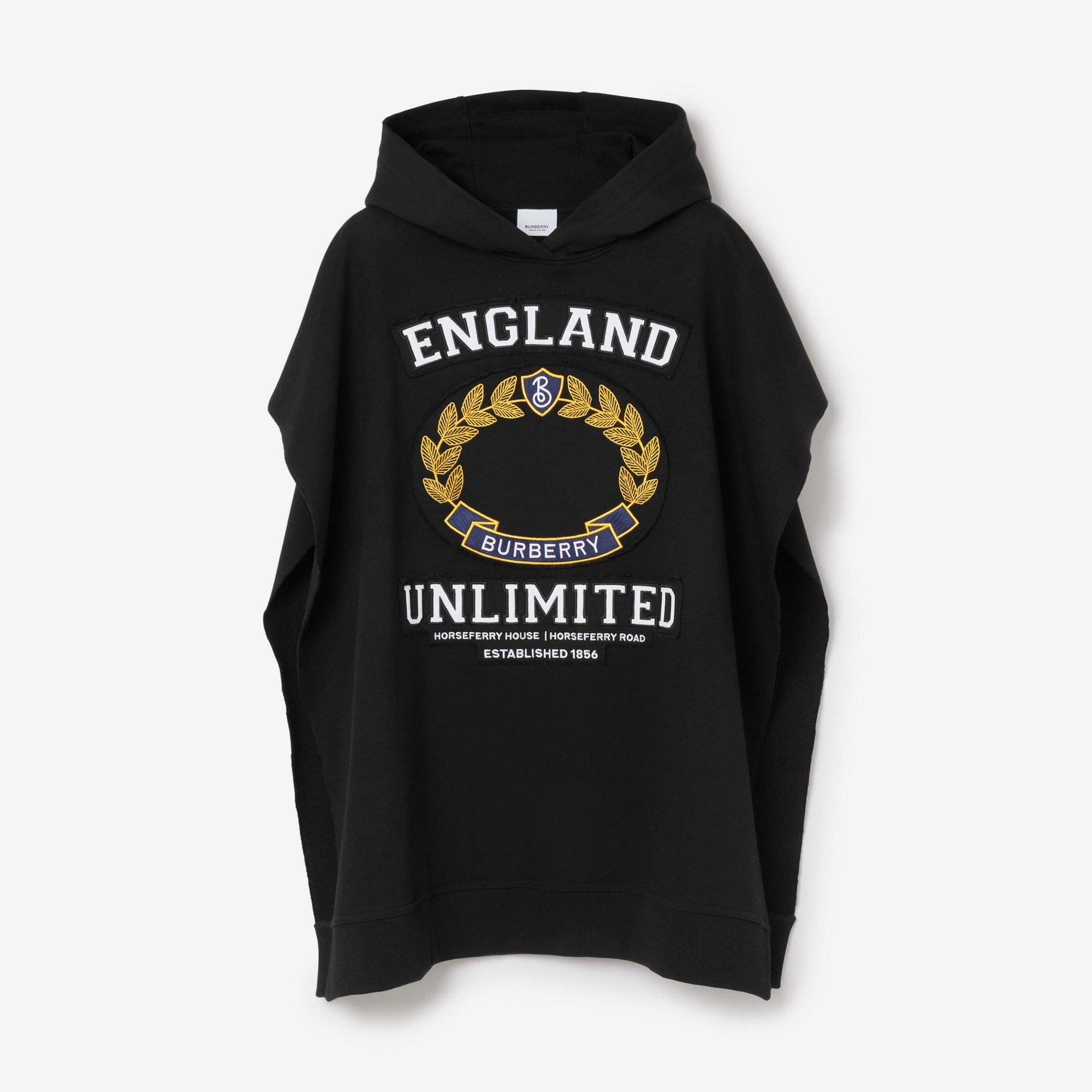 College Graphic Cotton Hooded Poncho - 1