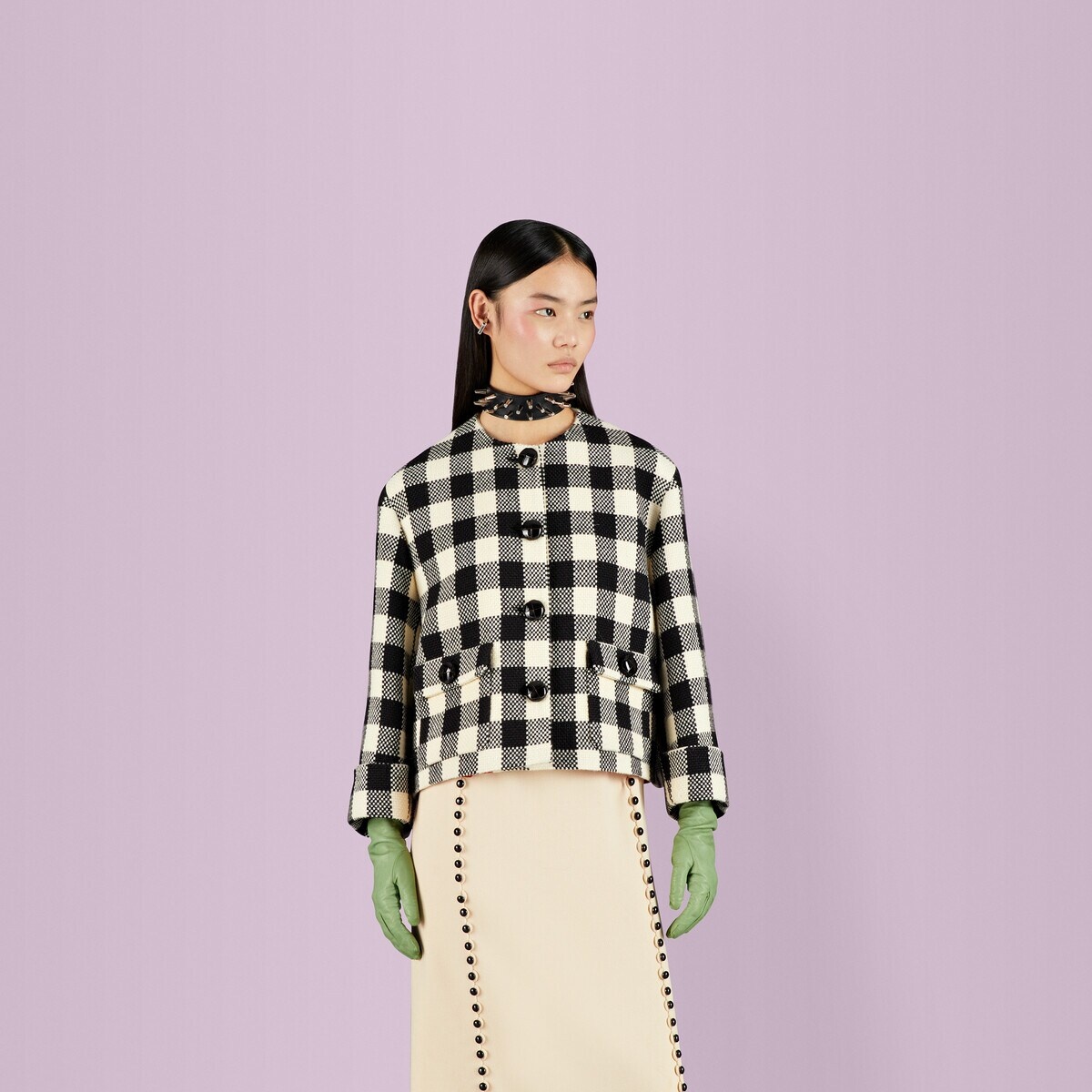 Gingham wool jacket - 5