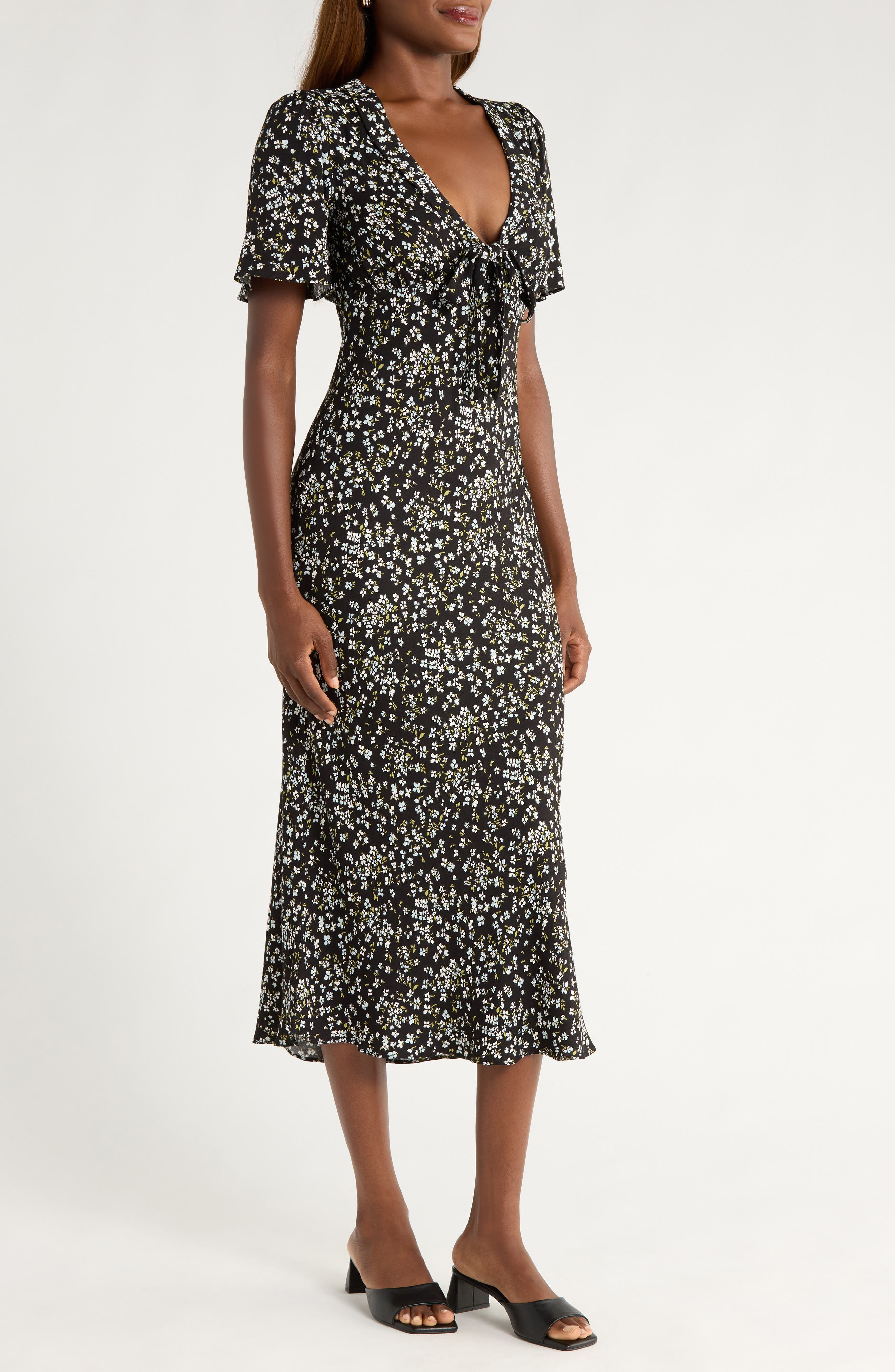 Reformation Tyra Floral Short Sleeve Midi Dress in Colette at Nordstrom - 3
