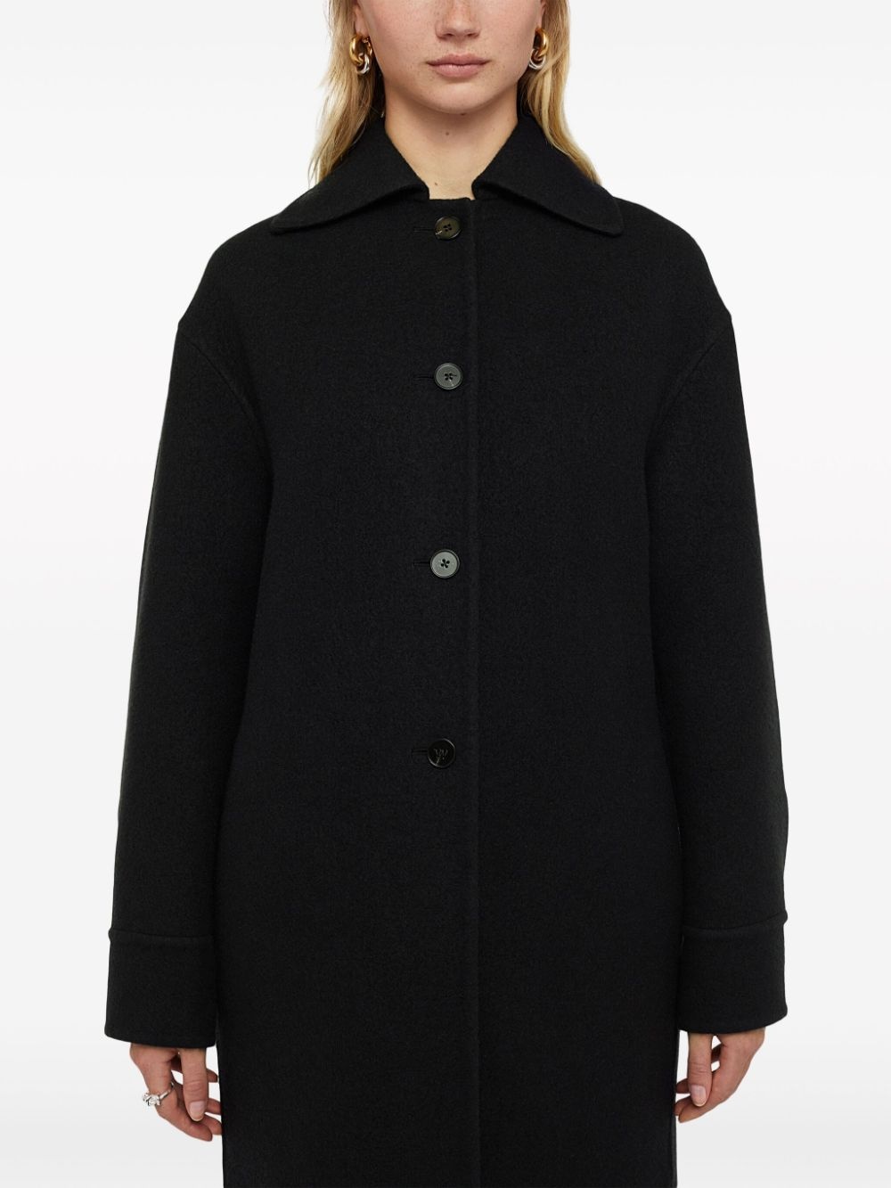 single-breasted button-fastening coat - 4