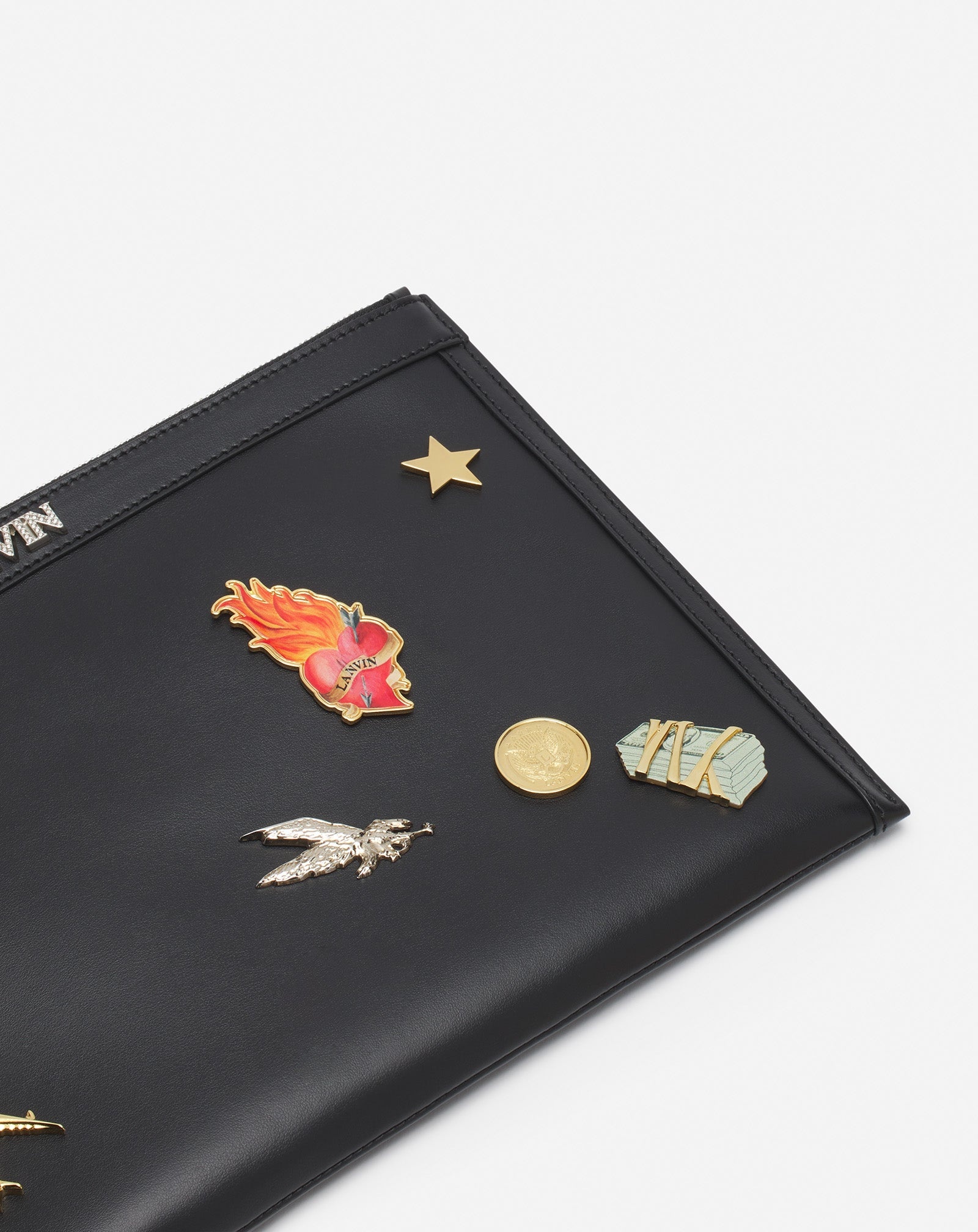 LANVIN X FUTURE LEATHER CLUTCH WITH PINS - 4
