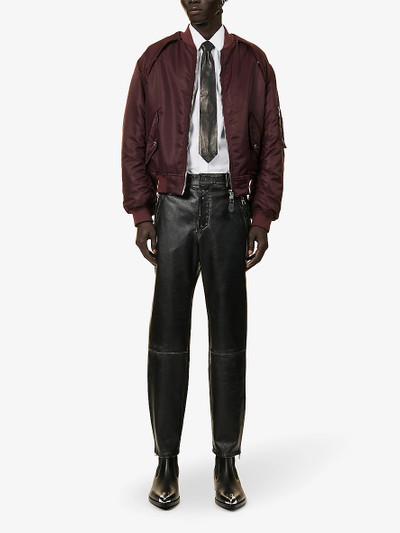 Alexander McQueen Biker tapered-leg mid-rise leather trousers outlook